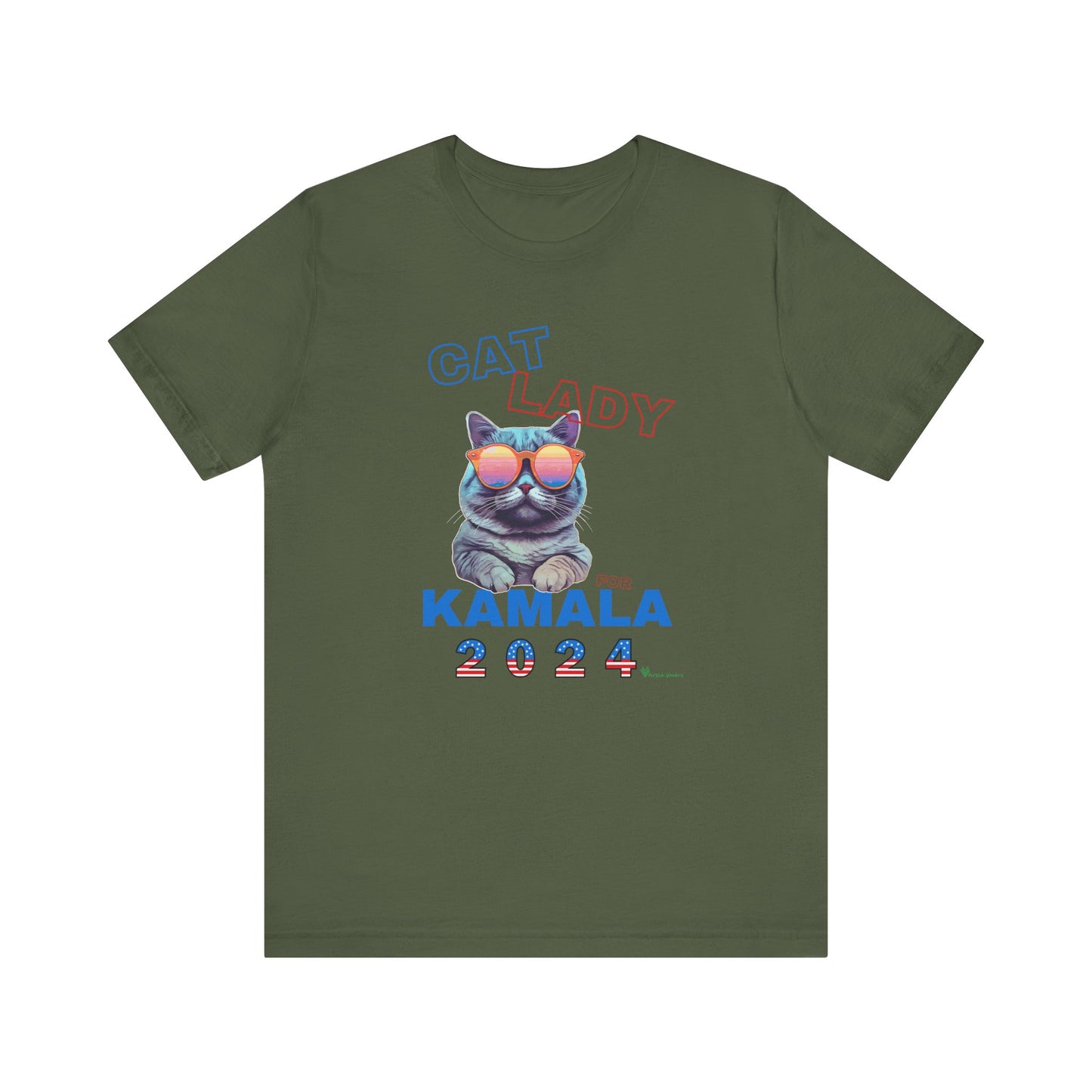 Cat Lady For Kamala Jersey Tee- Gray Cat, One-Sided Design