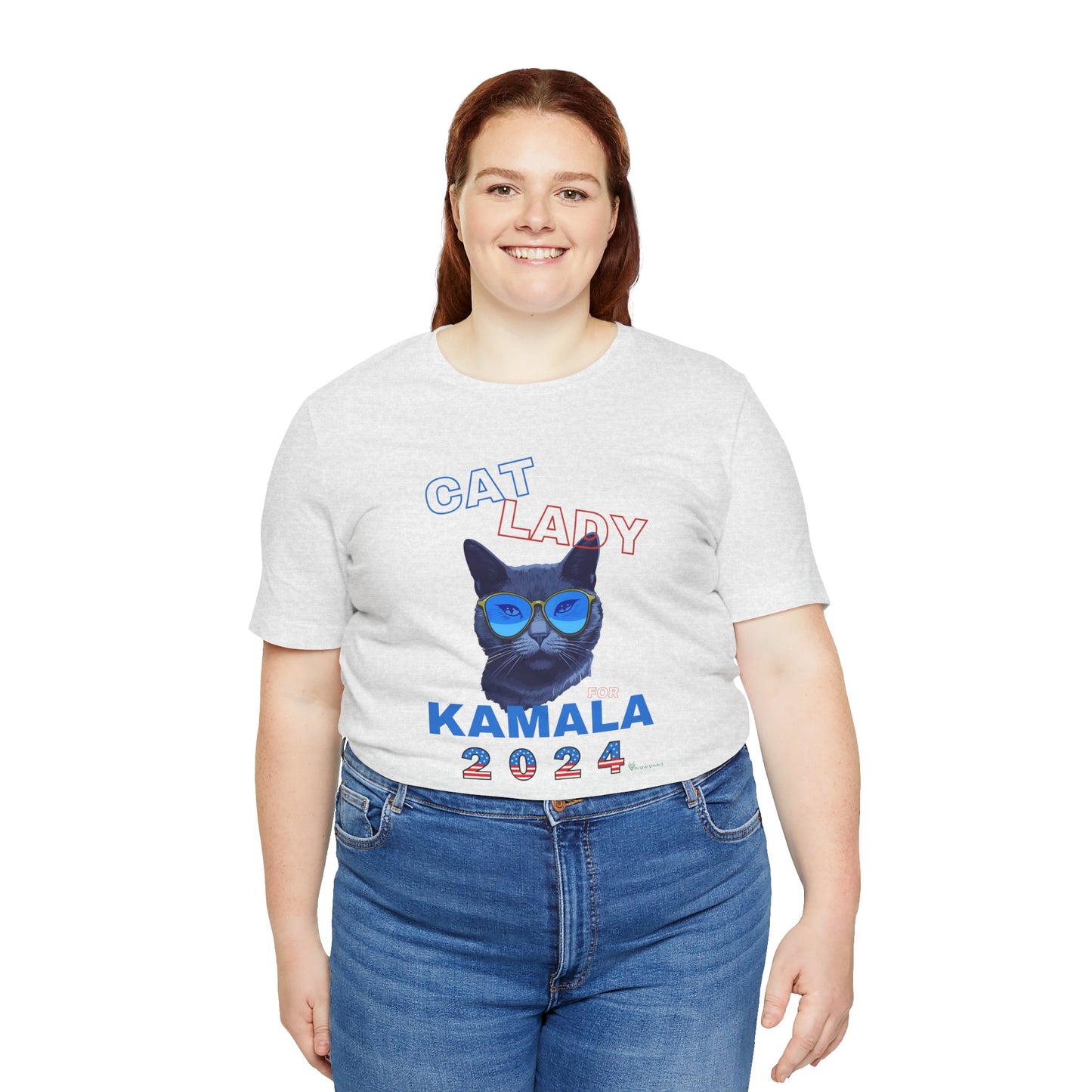 Cat Lady For Kamala Jersey Tee- Black Cat, One-Sided Design