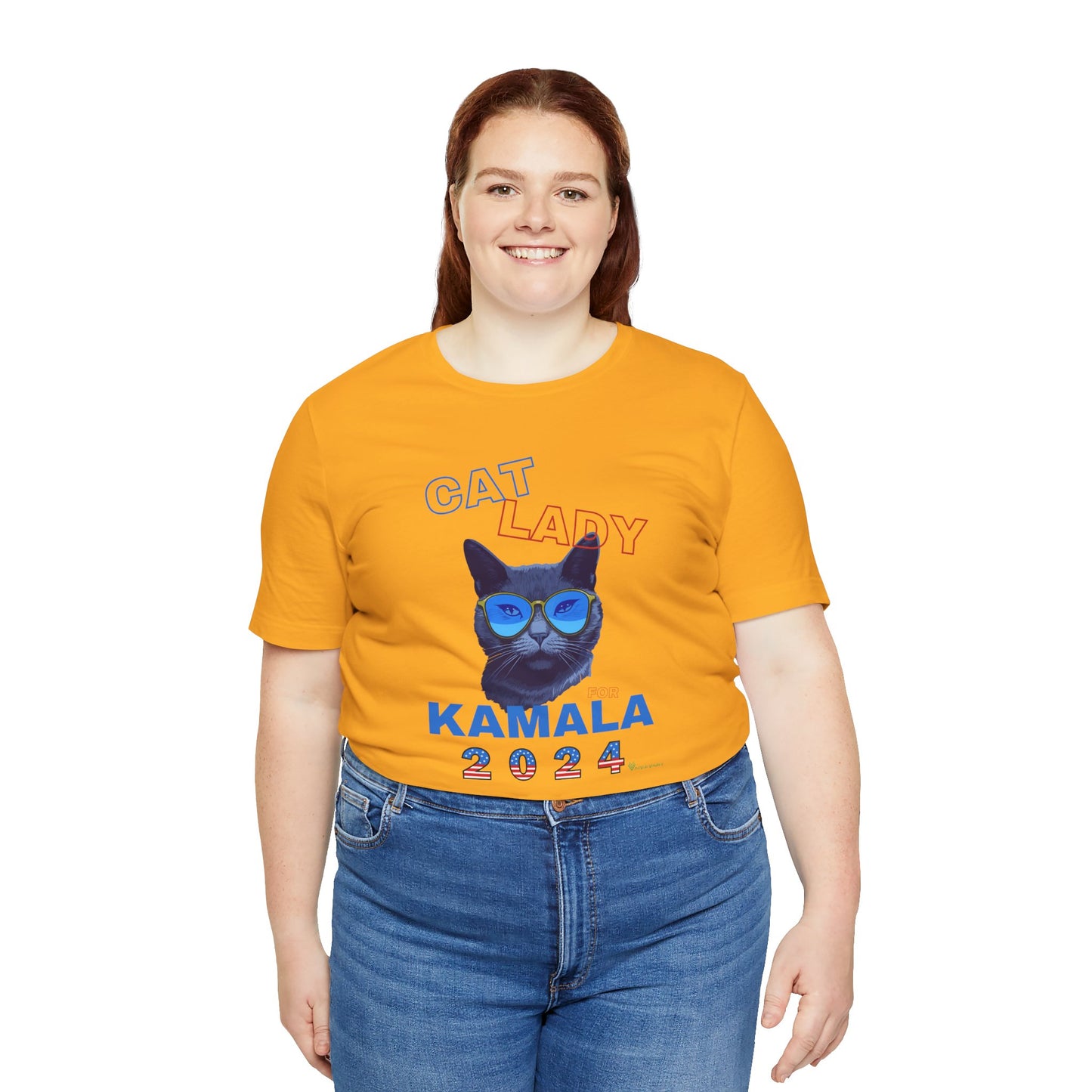 Cat Lady For Kamala Jersey Tee- Black Cat, One-Sided Design