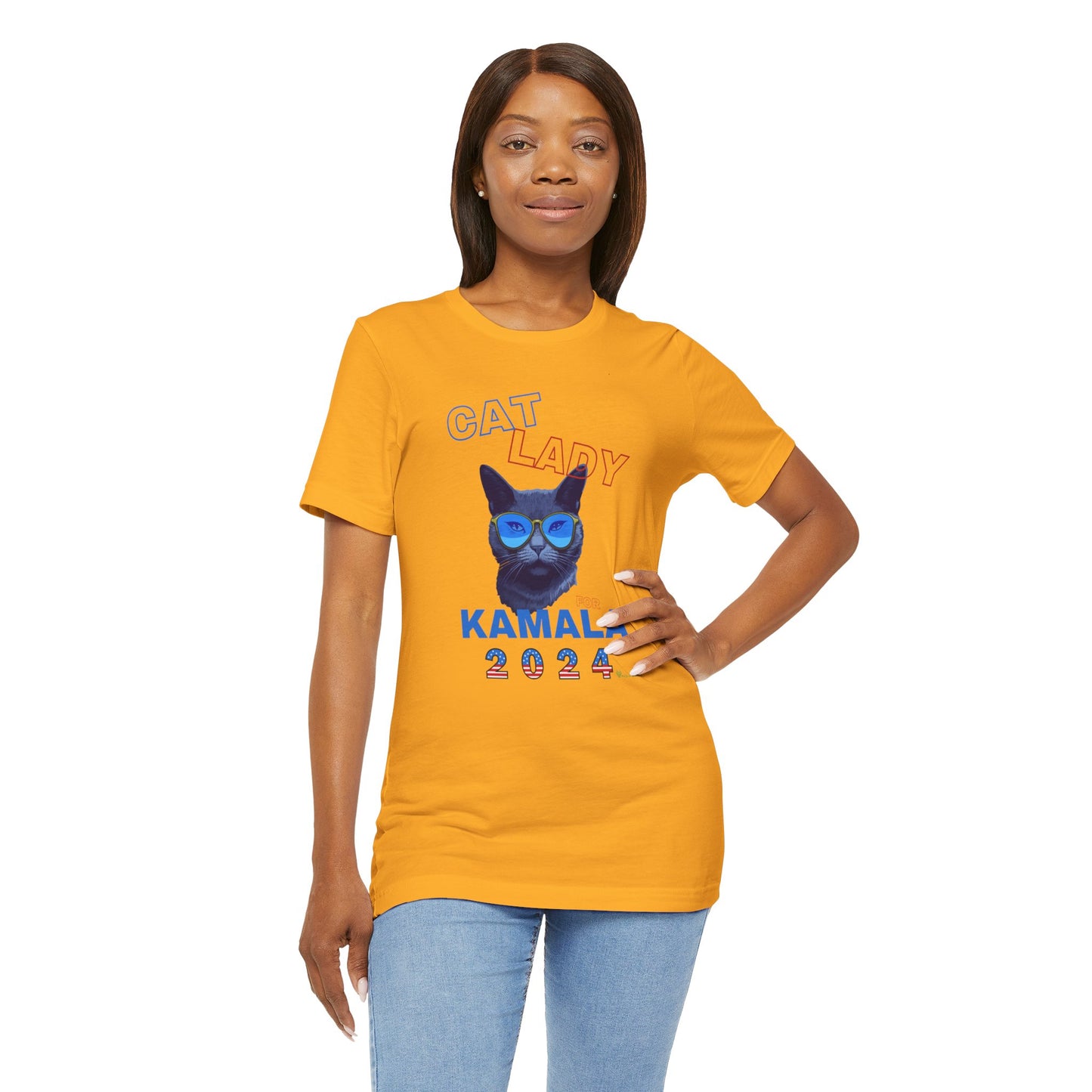 Cat Lady For Kamala Jersey Tee- Black Cat, One-Sided Design