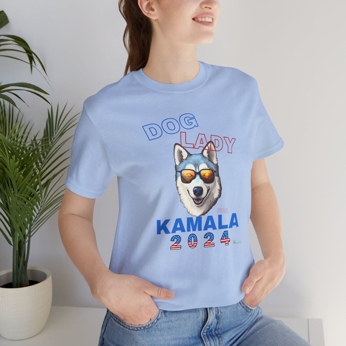 Dog Lady For Kamala Jersey Tee- Husky, Double-Sided Design