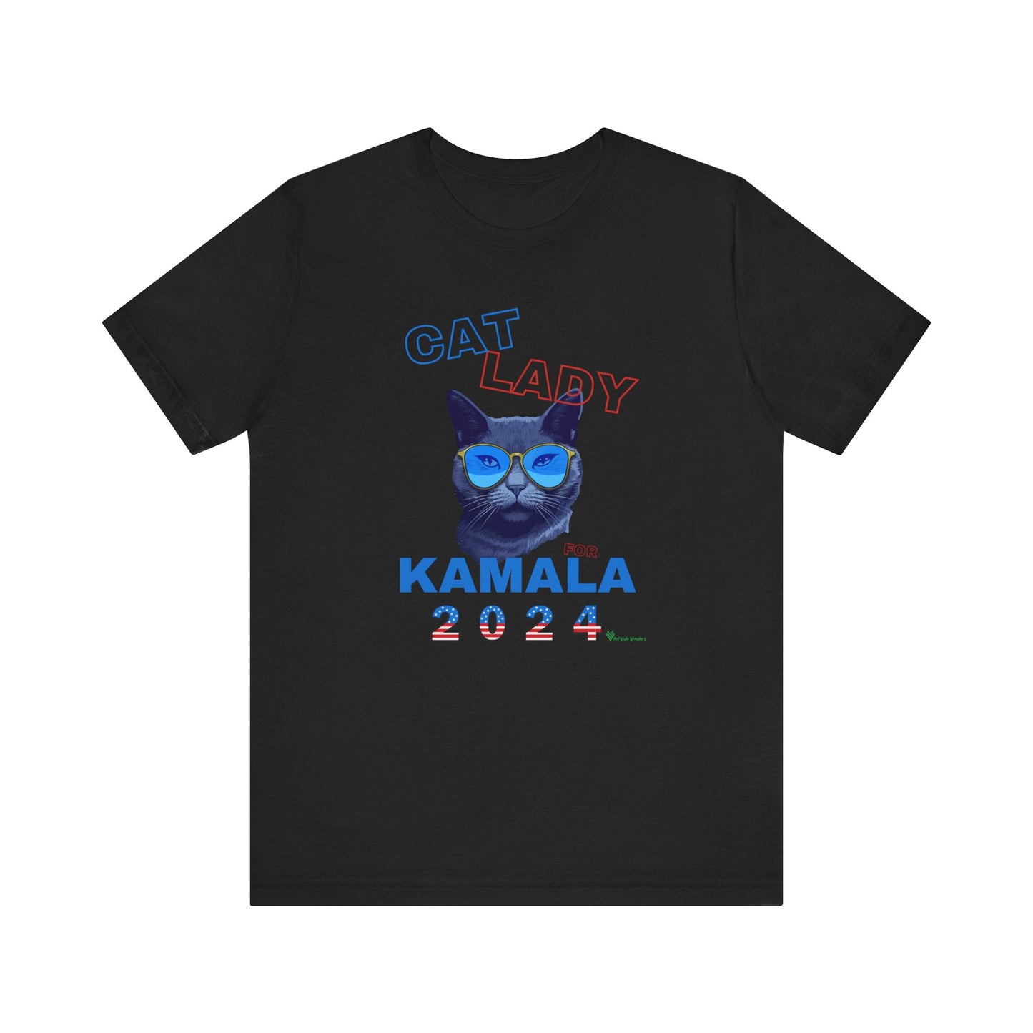 Cat Lady For Kamala Jersey Tee- Black Cat, One-Sided Design