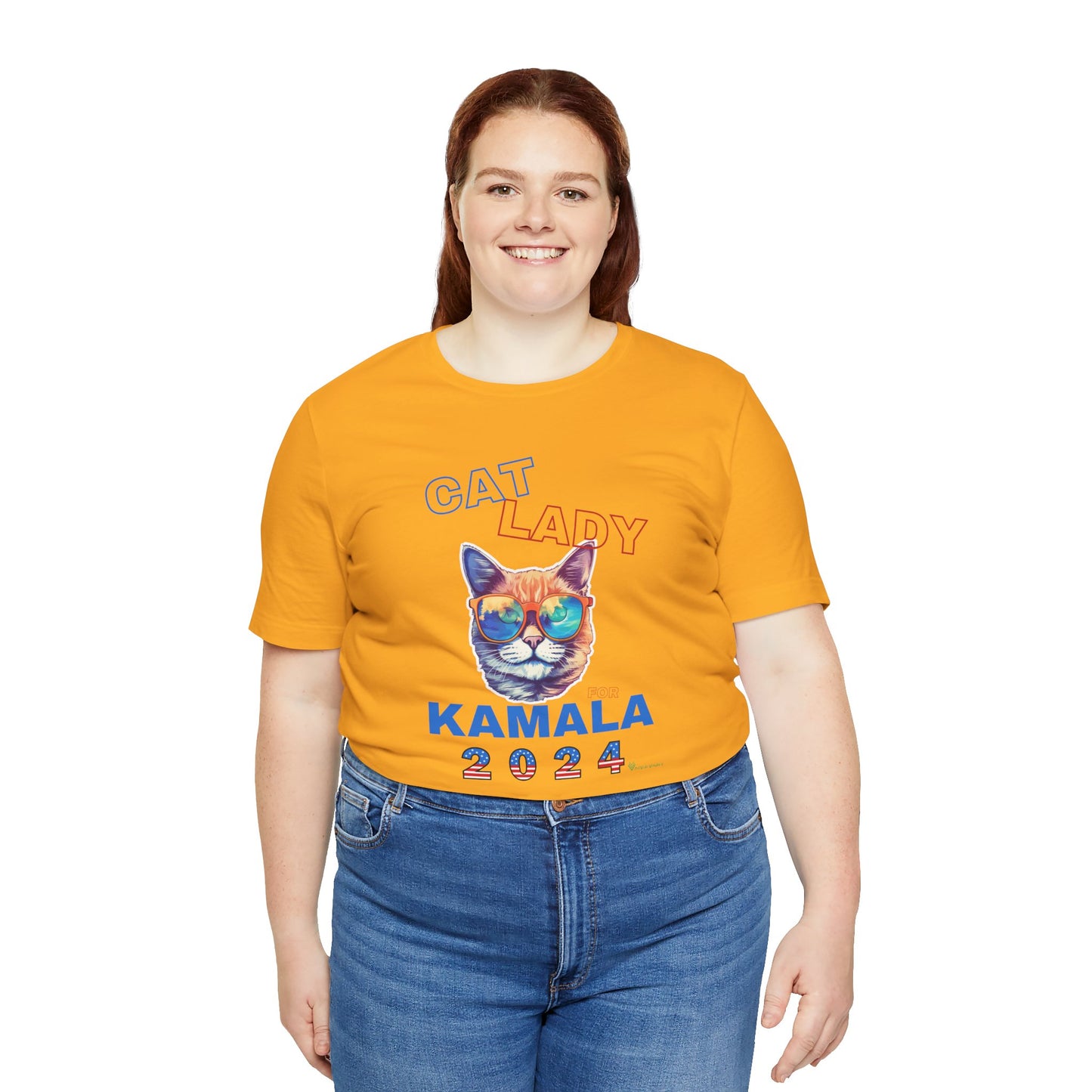 Cat Lady For Kamala Jersey Tee- Orange Tabby #2, One-Sided Design