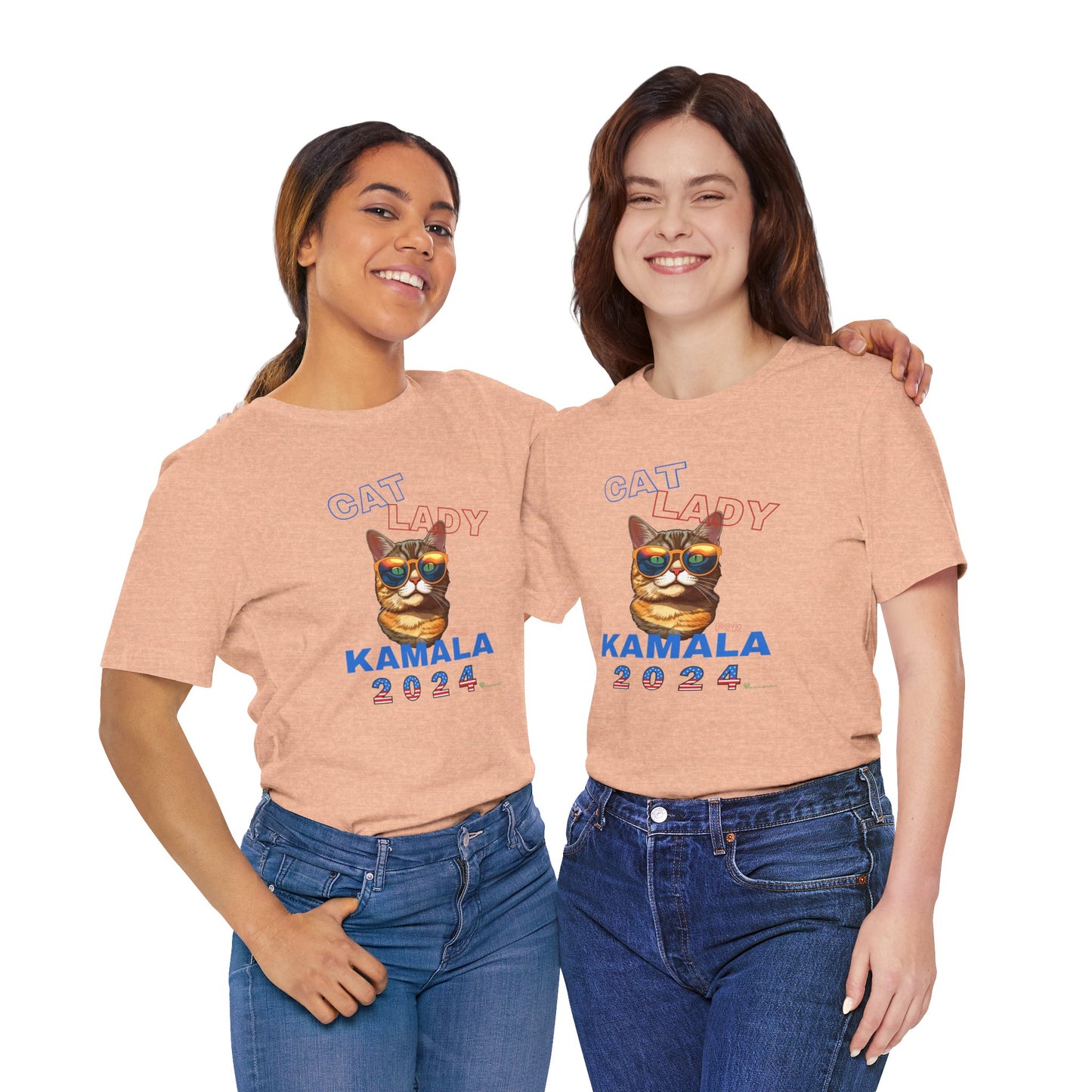 Cat Lady For Kamala Jersey Tee- Orange Tabby #1, One-Side Design