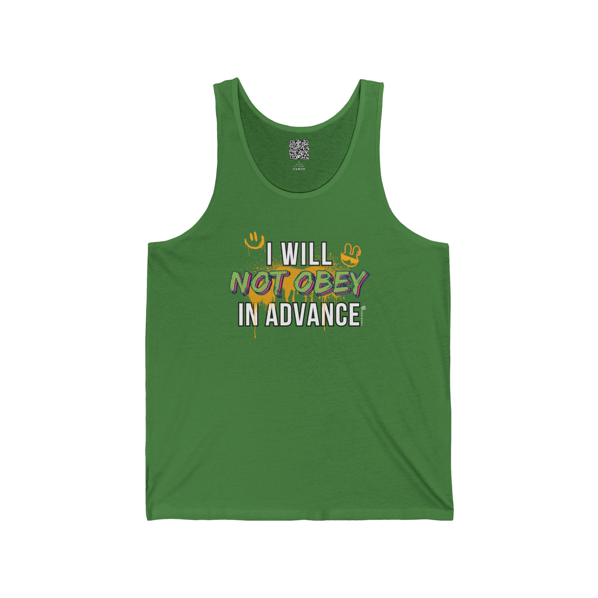 I Will Not Obey in Advance Tank – Graffiti Protest Tank Top