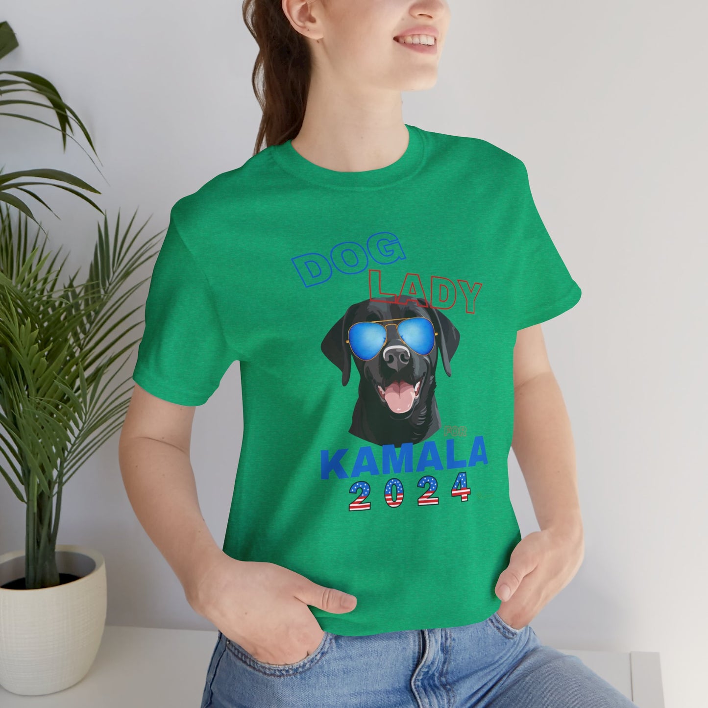 Dog Lady For Kamala Jersey Tee- Black Lab, Double-Sided Design