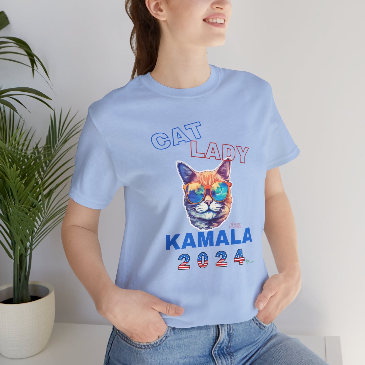 Cat Lady For Kamala Jersey Tee- Orange Tabby #2, One-Sided Design