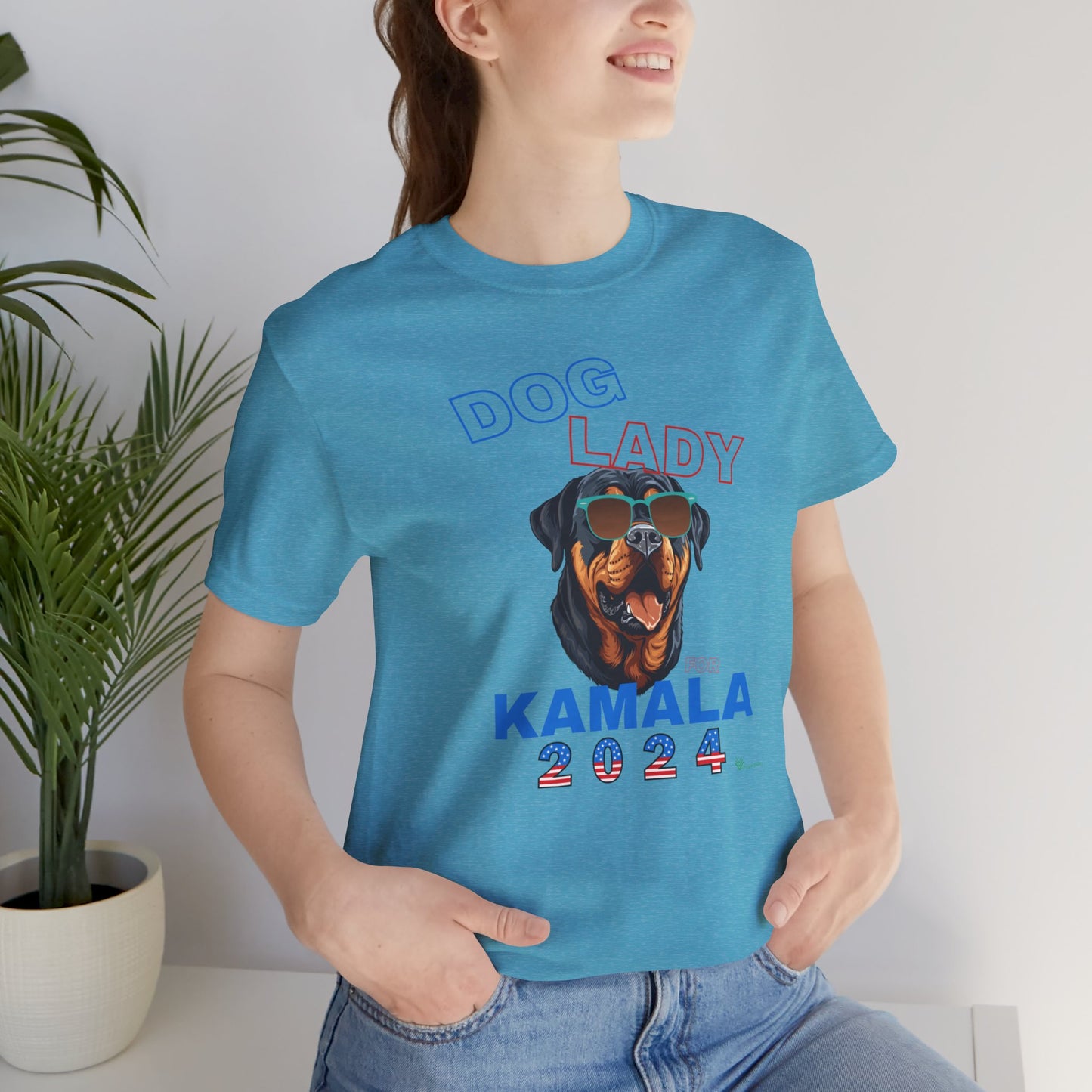 Dog Lady For Kamala Jersey Tee- Rottie, Double-Sided Design