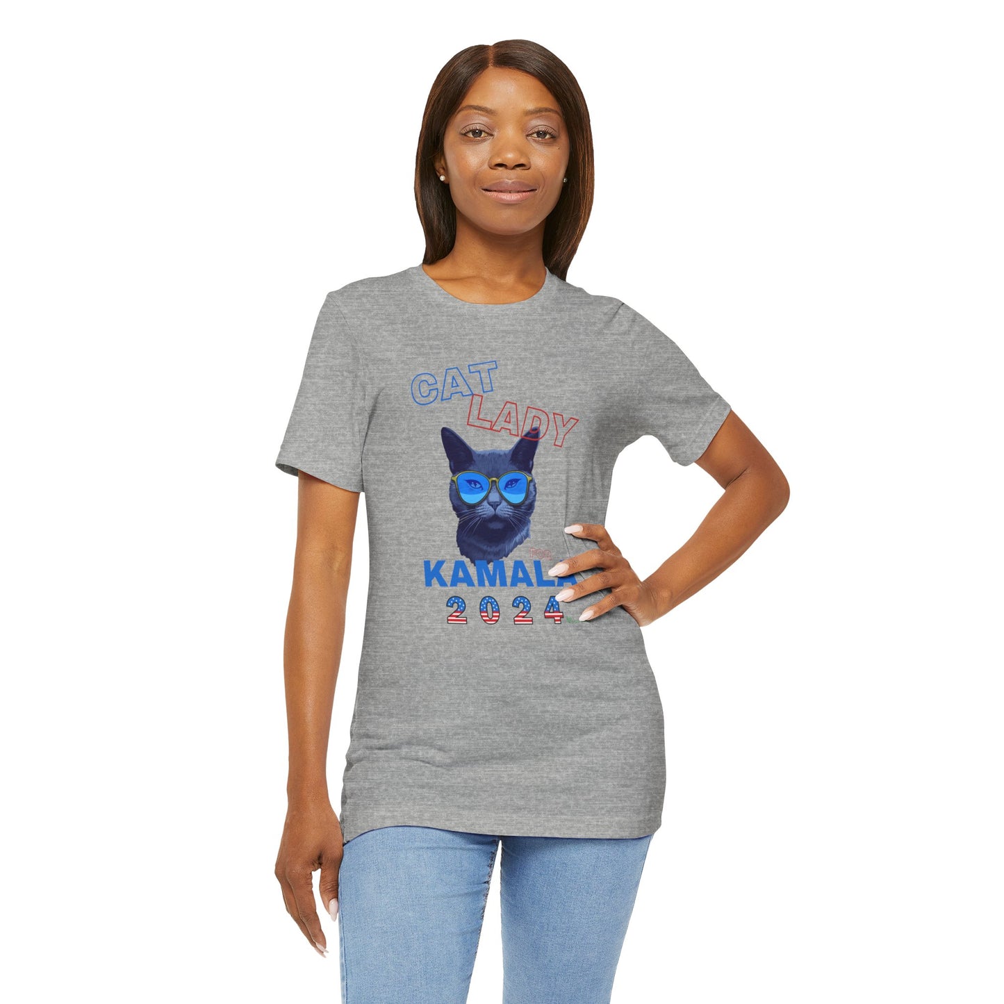 Cat Lady For Kamala Jersey Tee- Black Cat, One-Sided Design