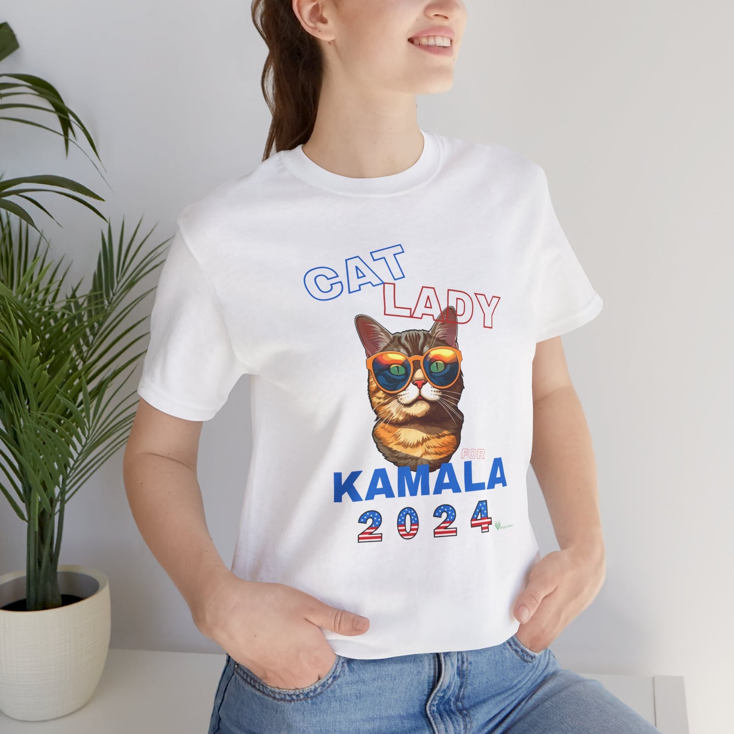 Cat Lady For Kamala Jersey Tee- Orange Tabby #1, One-Side Design