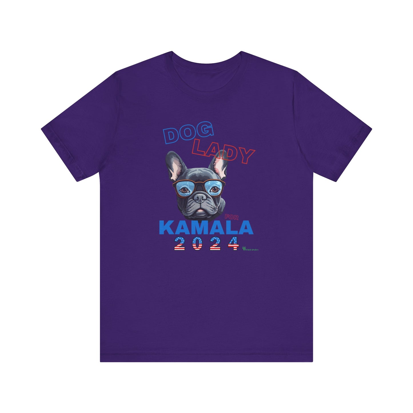 Dog Lady For Kamala Jersey Tee- Frenchie, Double-Sided Design