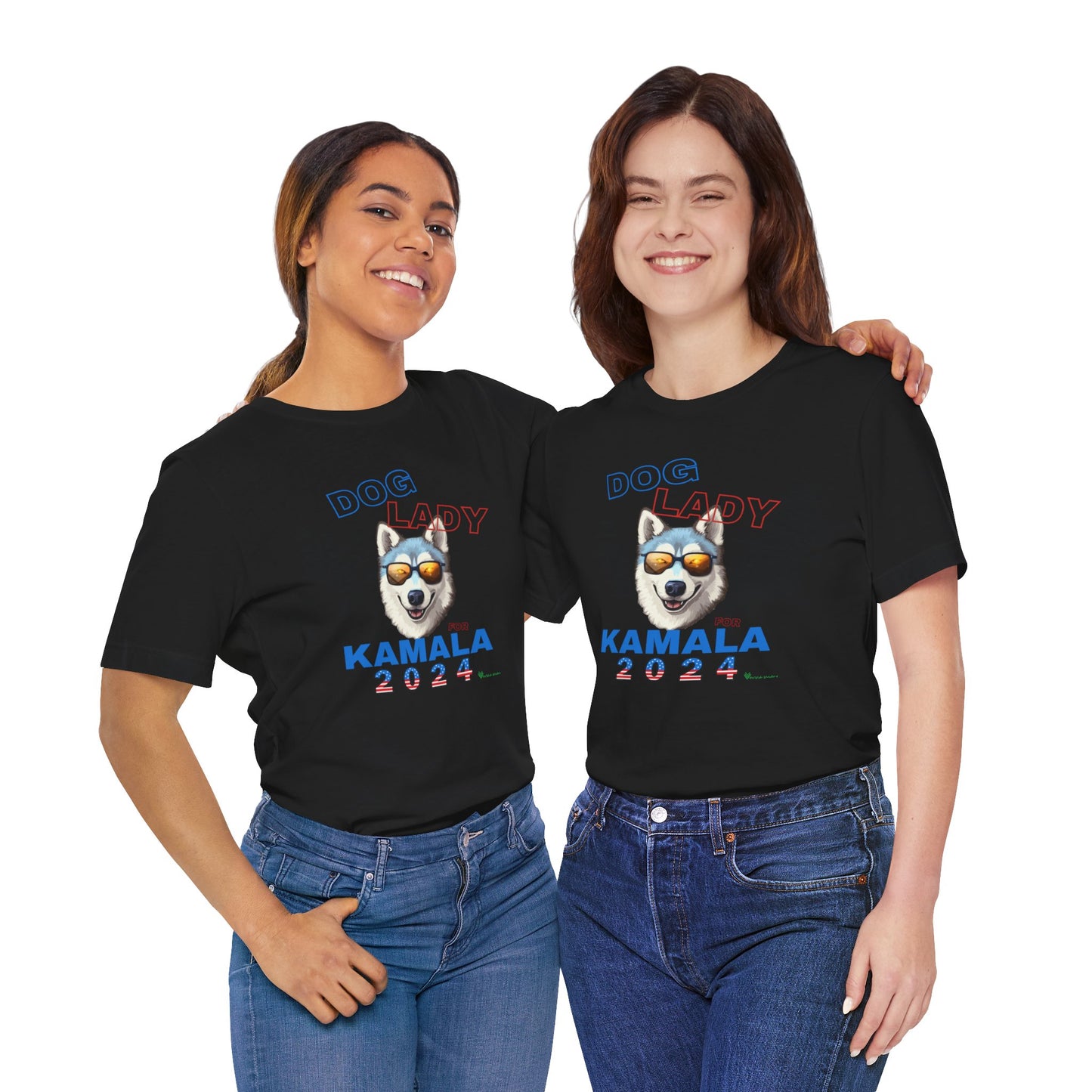 Dog Lady For Kamala Jersey Tee- Husky, Double-Sided Design