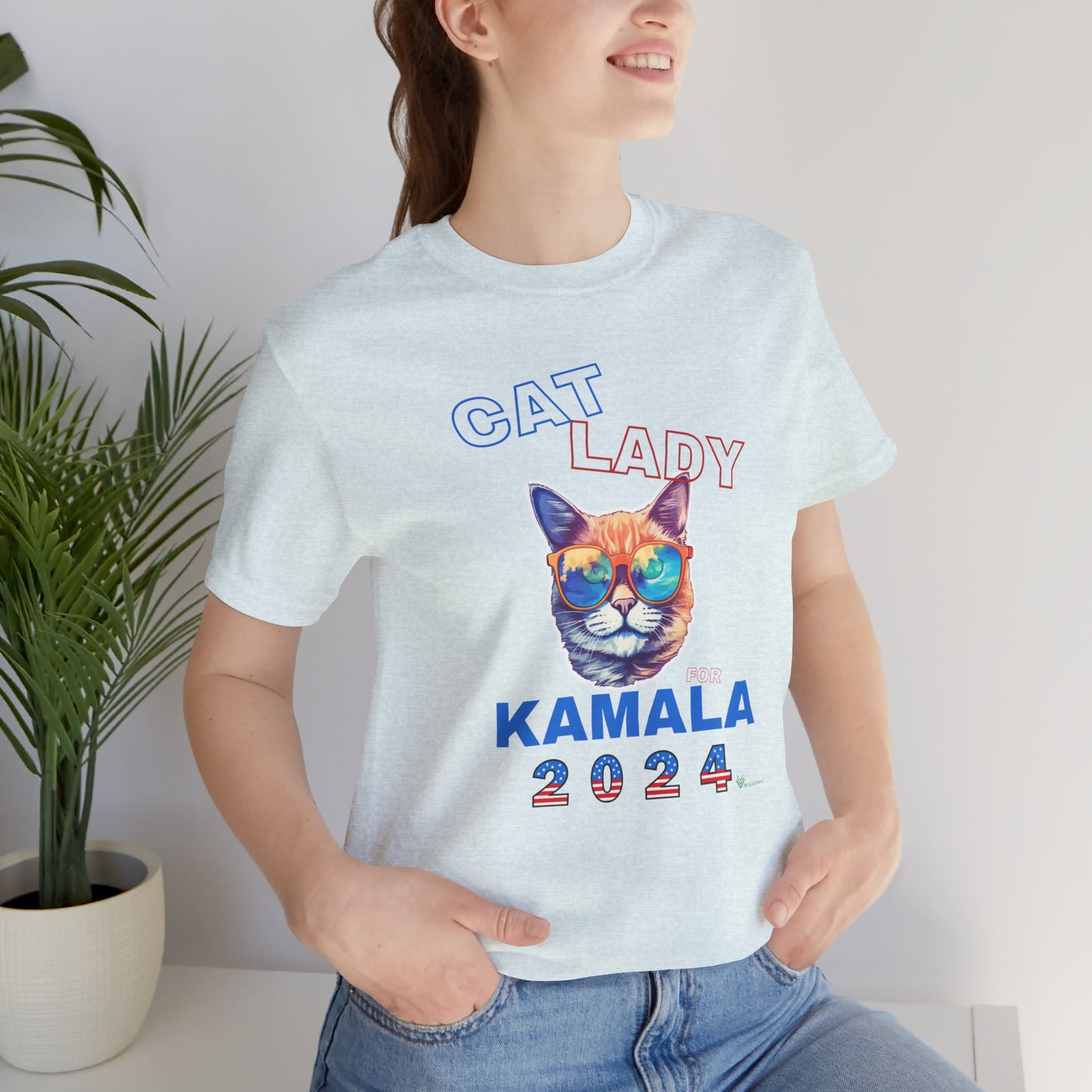 Cat Lady For Kamala Jersey Tee- Orange Tabby #2, Double Sided Design