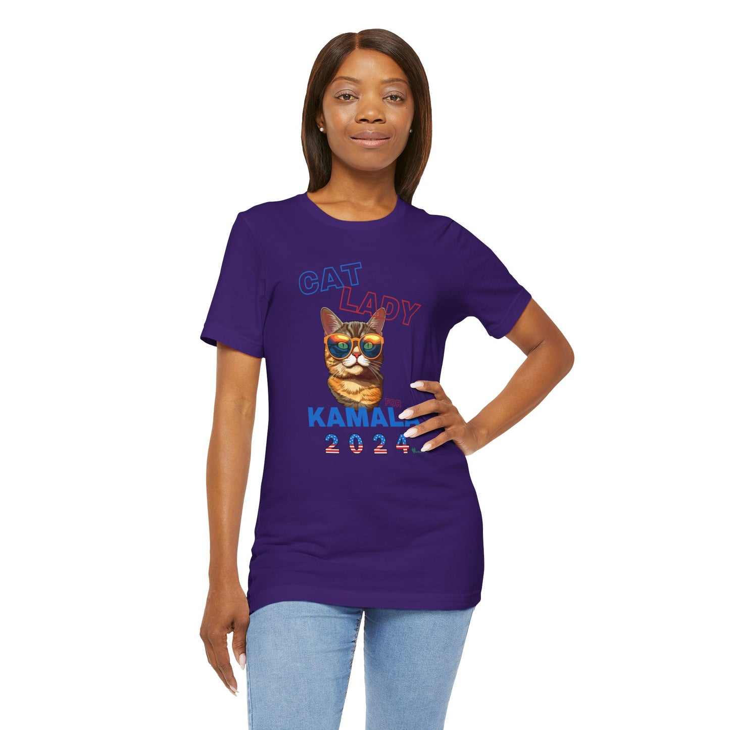 Cat Lady For Kamala Jersey Tee- Orange Tabby #1, One-Side Design