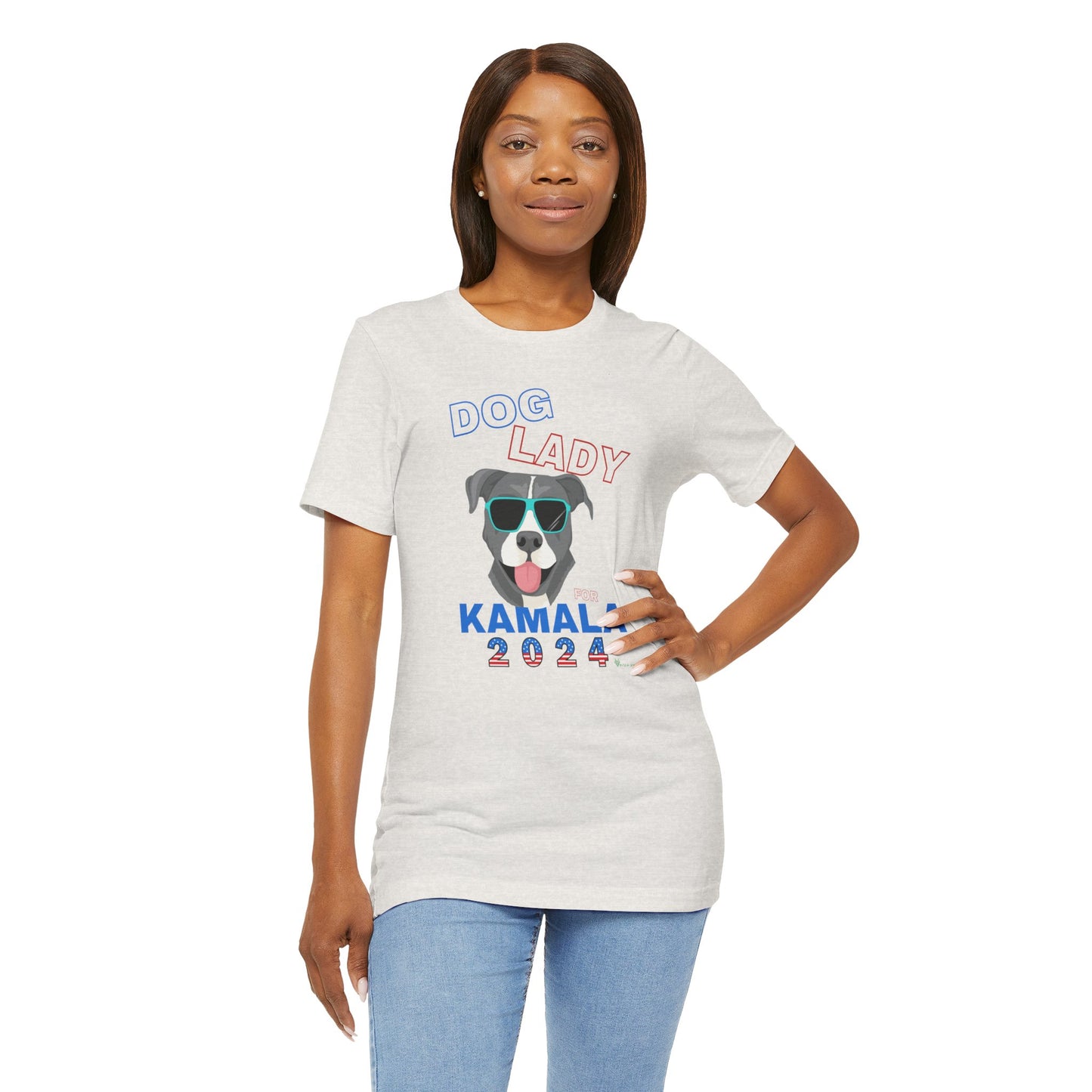 Dog Lady For Kamala Jersey Tee- Pittie, Double Sided Design