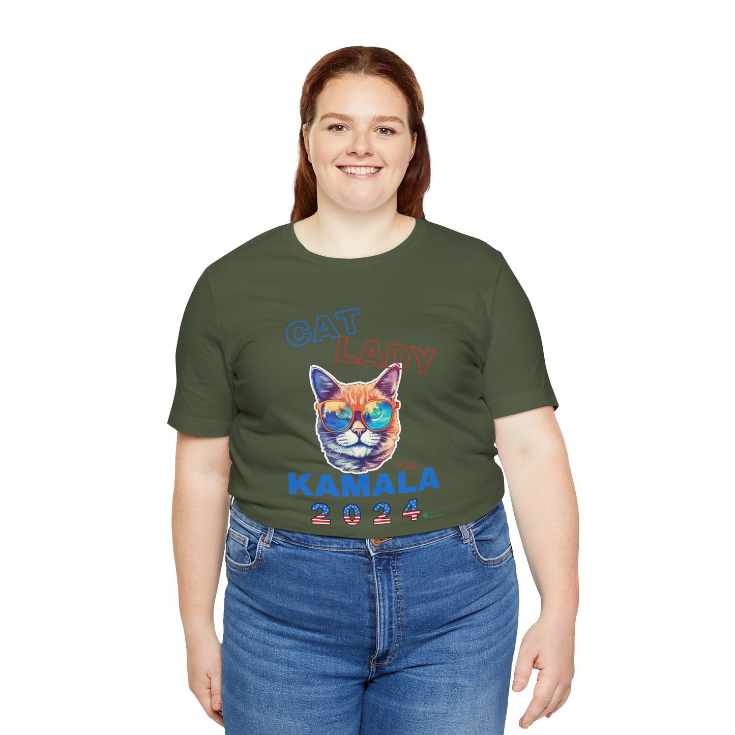 Cat Lady For Kamala Jersey Tee- Orange Tabby #2, One-Sided Design