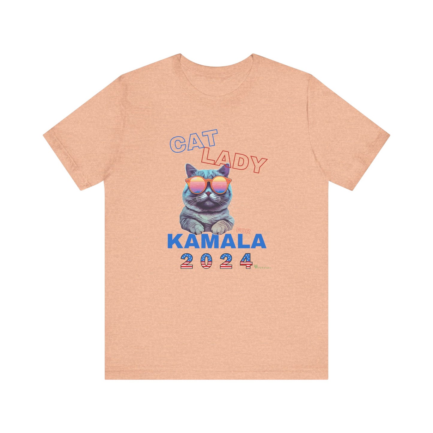 Cat Lady For Kamala Jersey Tee- Gray Cat, Double Sided Design