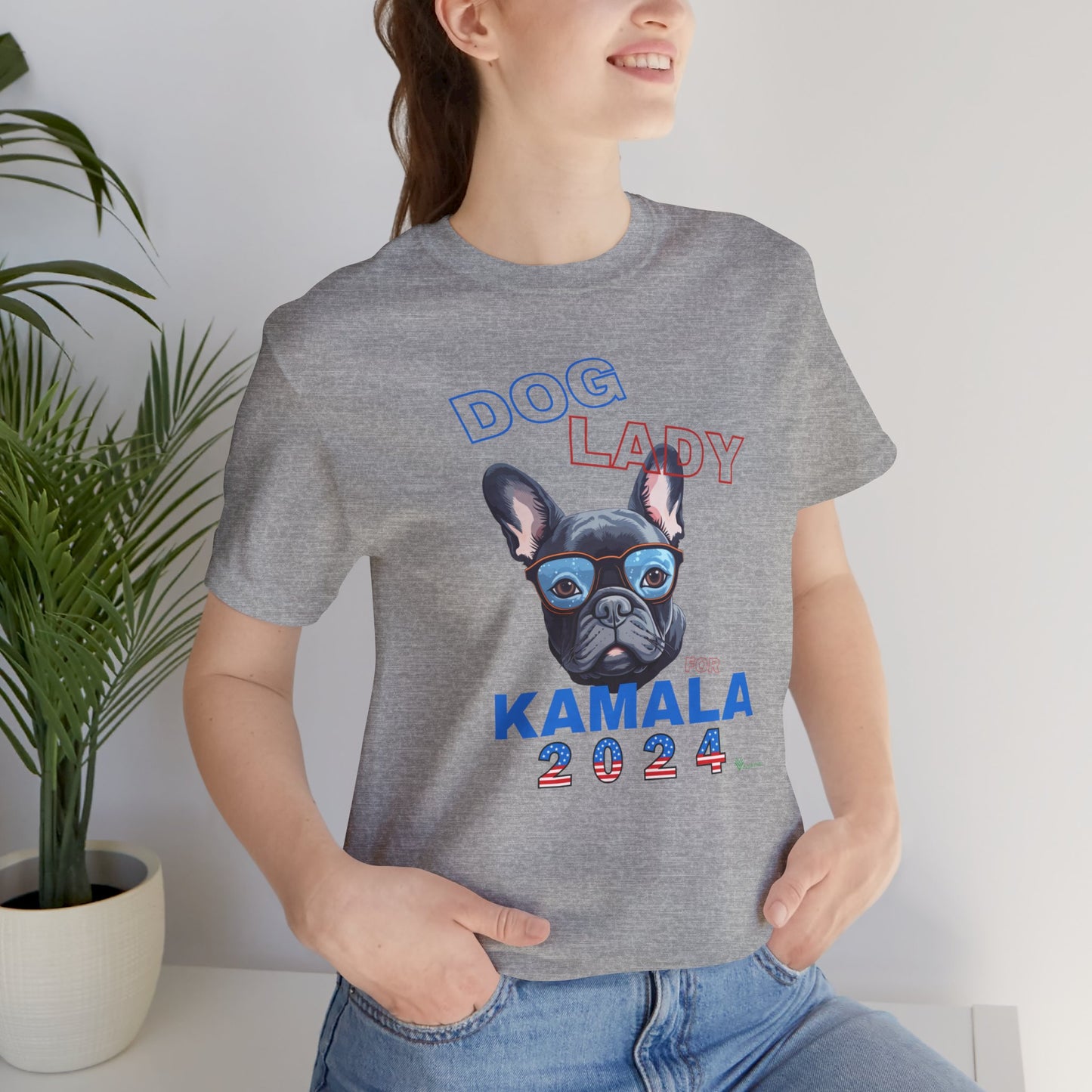 Dog Lady For Kamala Jersey Tee- Frenchie, One-Sided Design