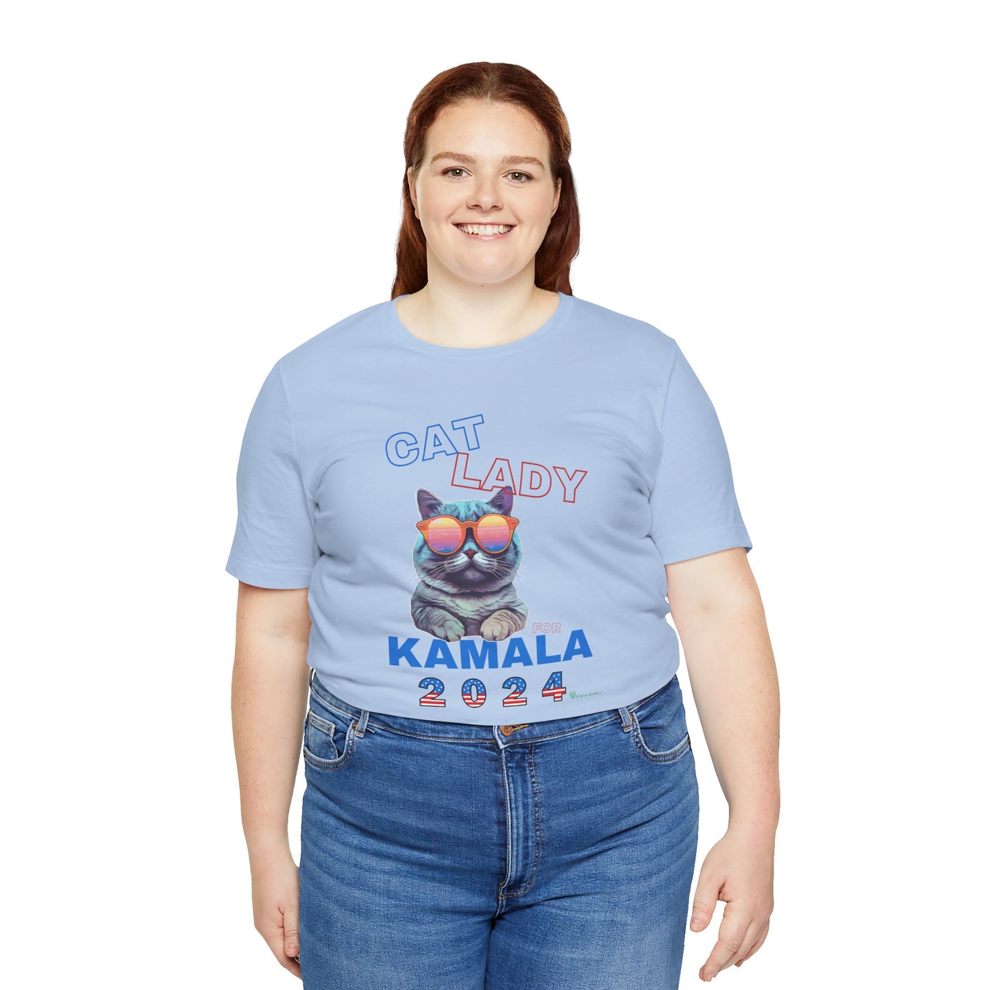 Cat Lady For Kamala Jersey Tee- Gray Cat, One-Sided Design