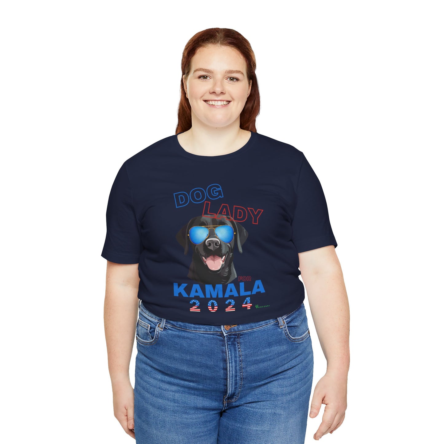 Dog Lady For Kamala Jersey Tee- Black Lab, Double-Sided Design