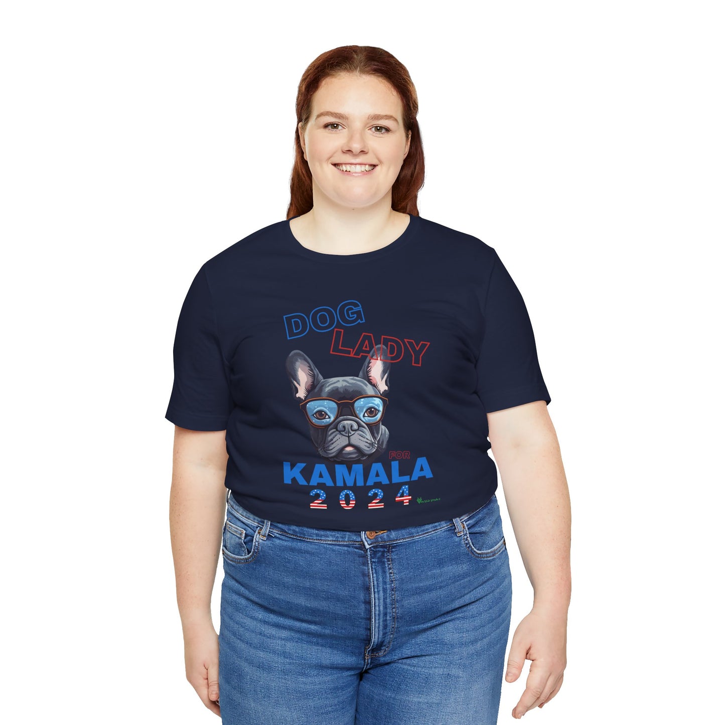 Dog Lady For Kamala Jersey Tee- Frenchie, One-Sided Design