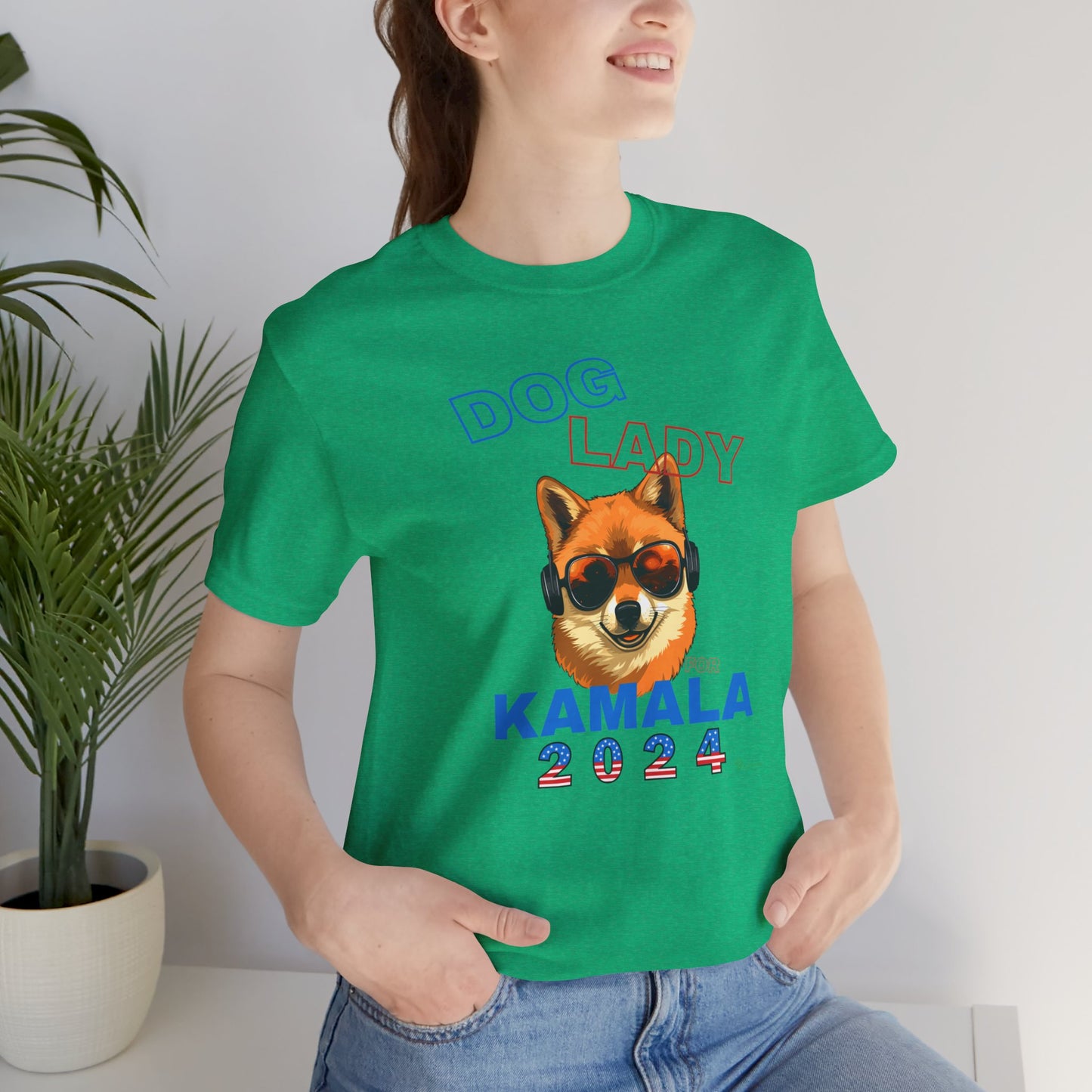 Dog Lady For Kamala Jersey Tee- Shiba Inu, Double-Sided Design