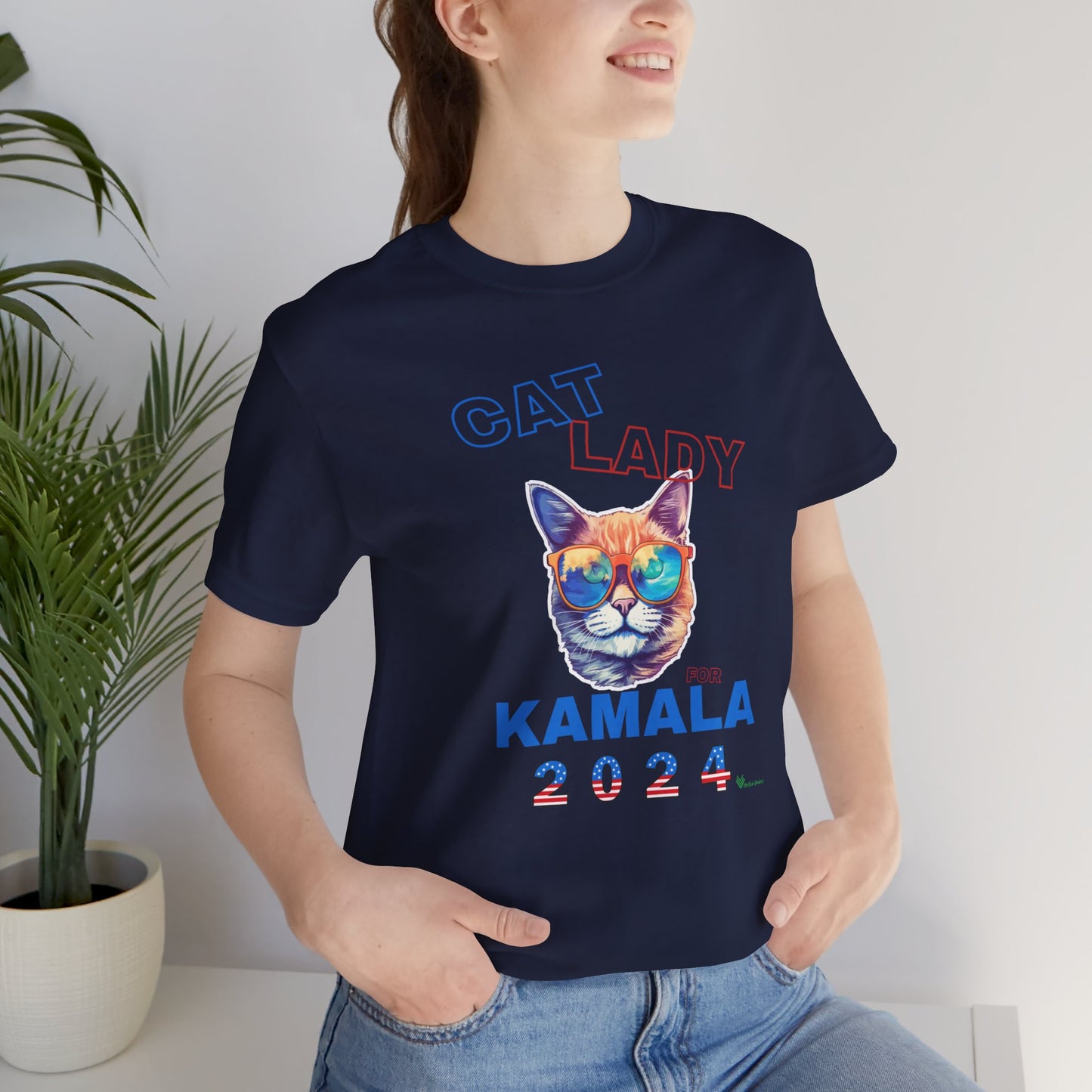 Cat Lady For Kamala Jersey Tee- Orange Tabby #2, Double Sided Design