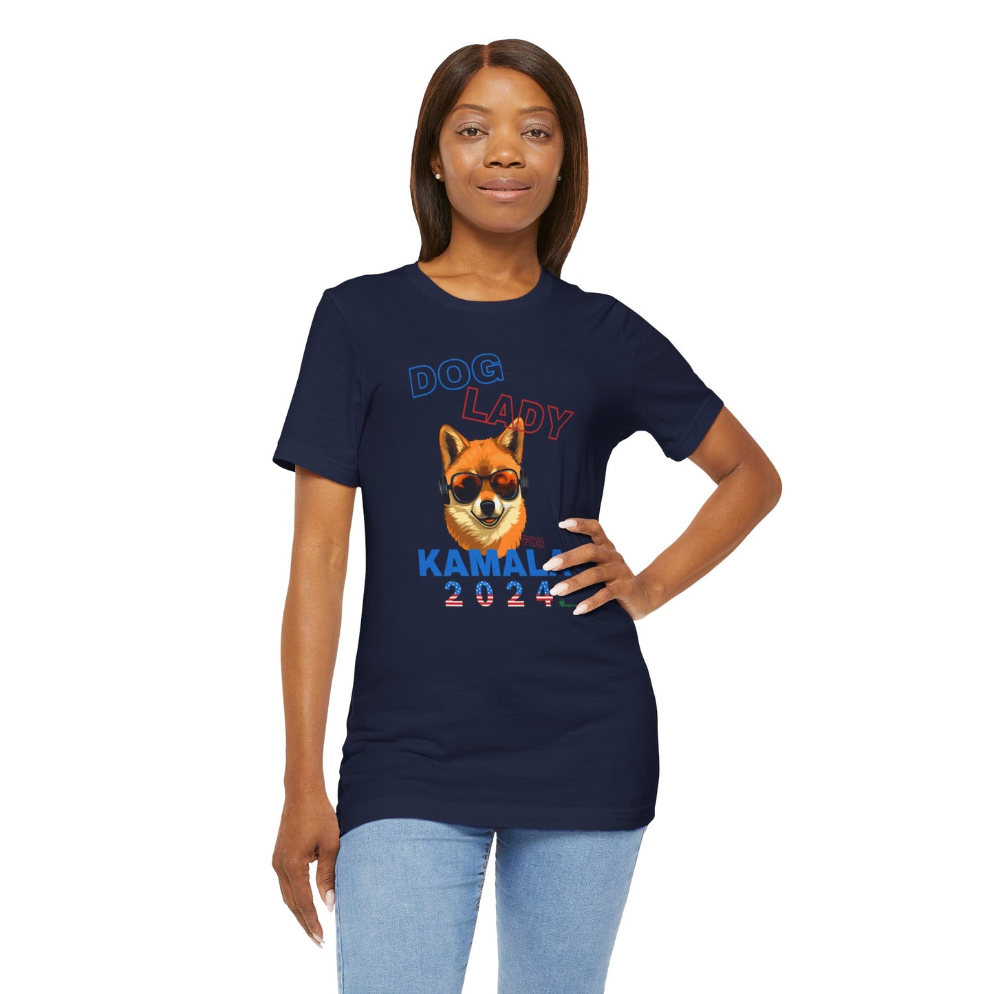 Dog Lady For Kamala Jersey Tee- Shiba Inu, Double-Sided Design