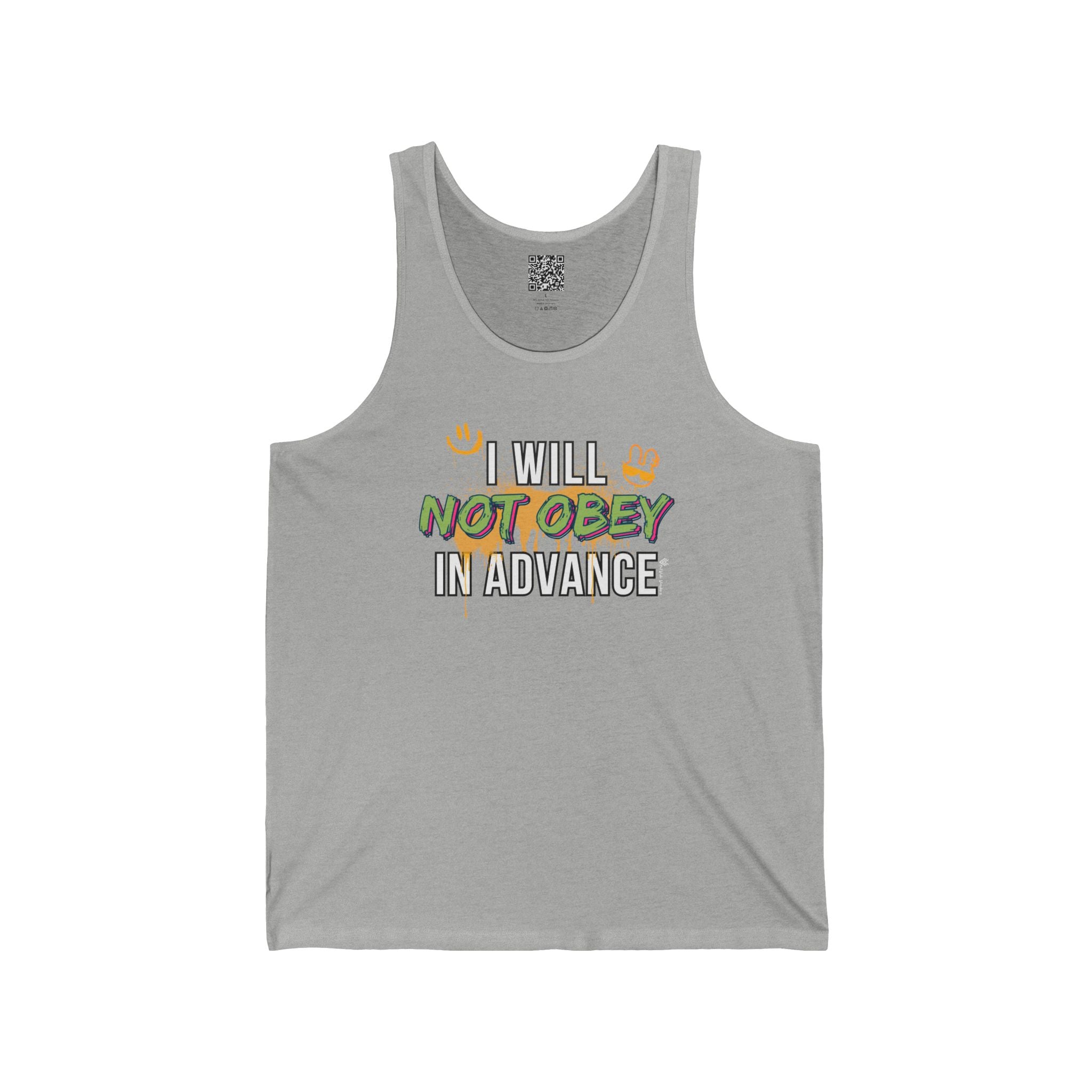 I Will Not Obey in Advance Tank – Graffiti Protest Tank Top