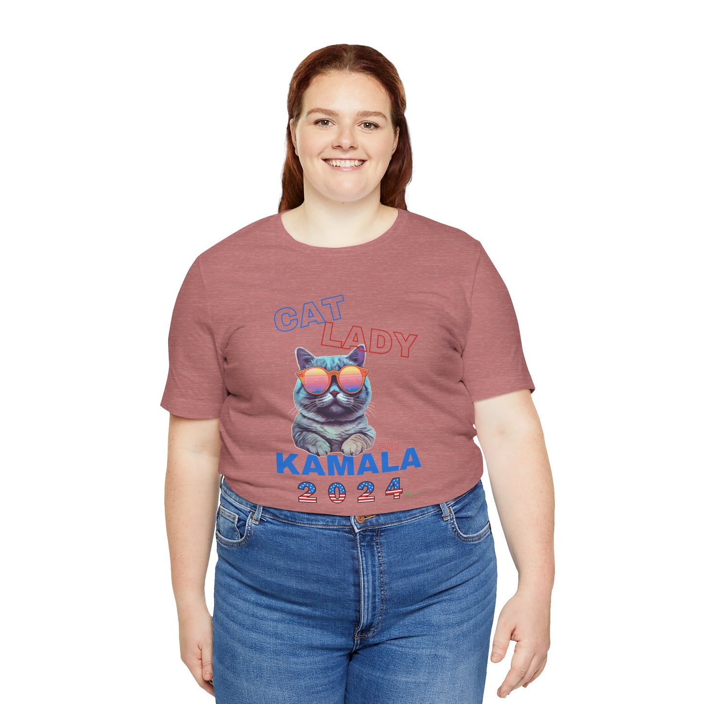 Cat Lady For Kamala Jersey Tee- Gray Cat, One-Sided Design