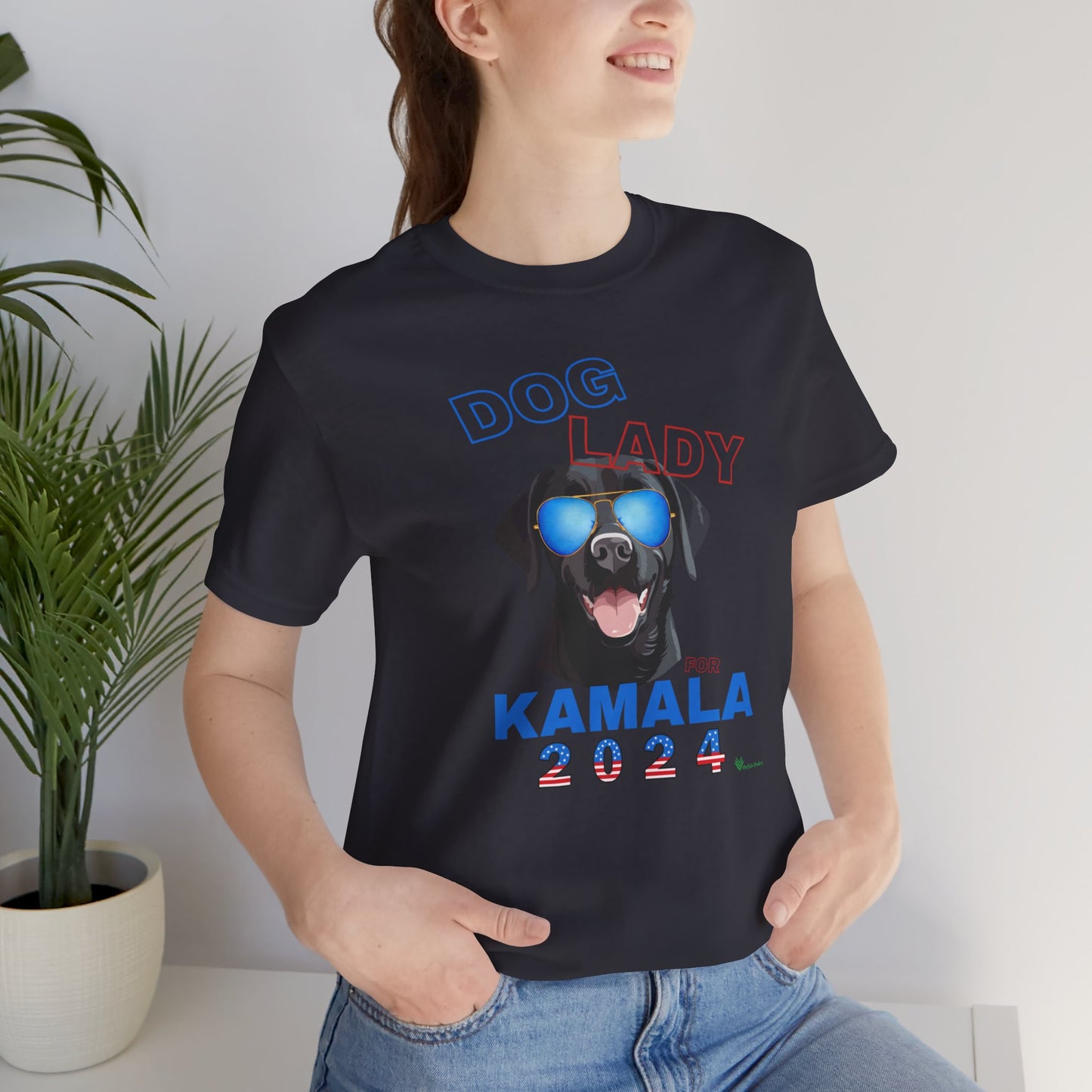 Dog Lady For Kamala Jersey Tee- Black Lab, Double-Sided Design