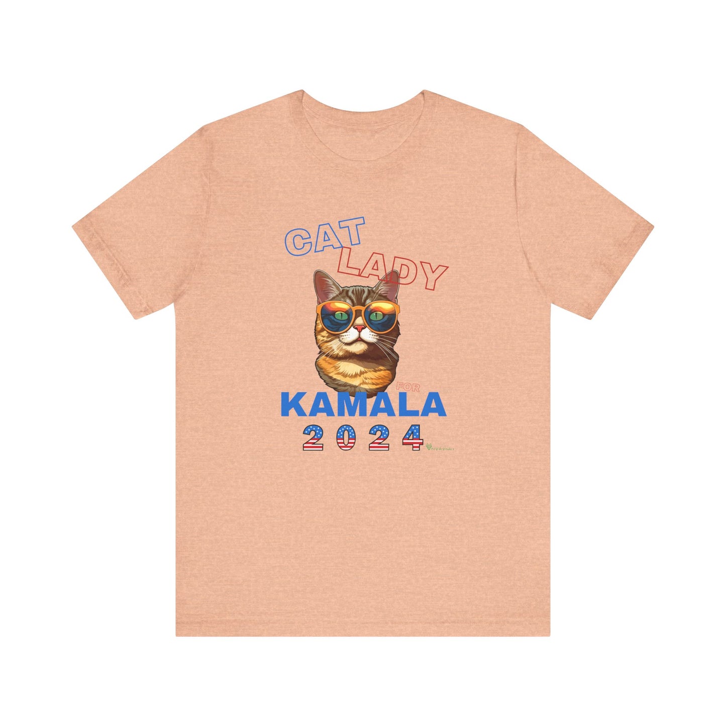 Cat Lady For Kamala Jersey Tee- Orange Tabby #1, Double-Side Design