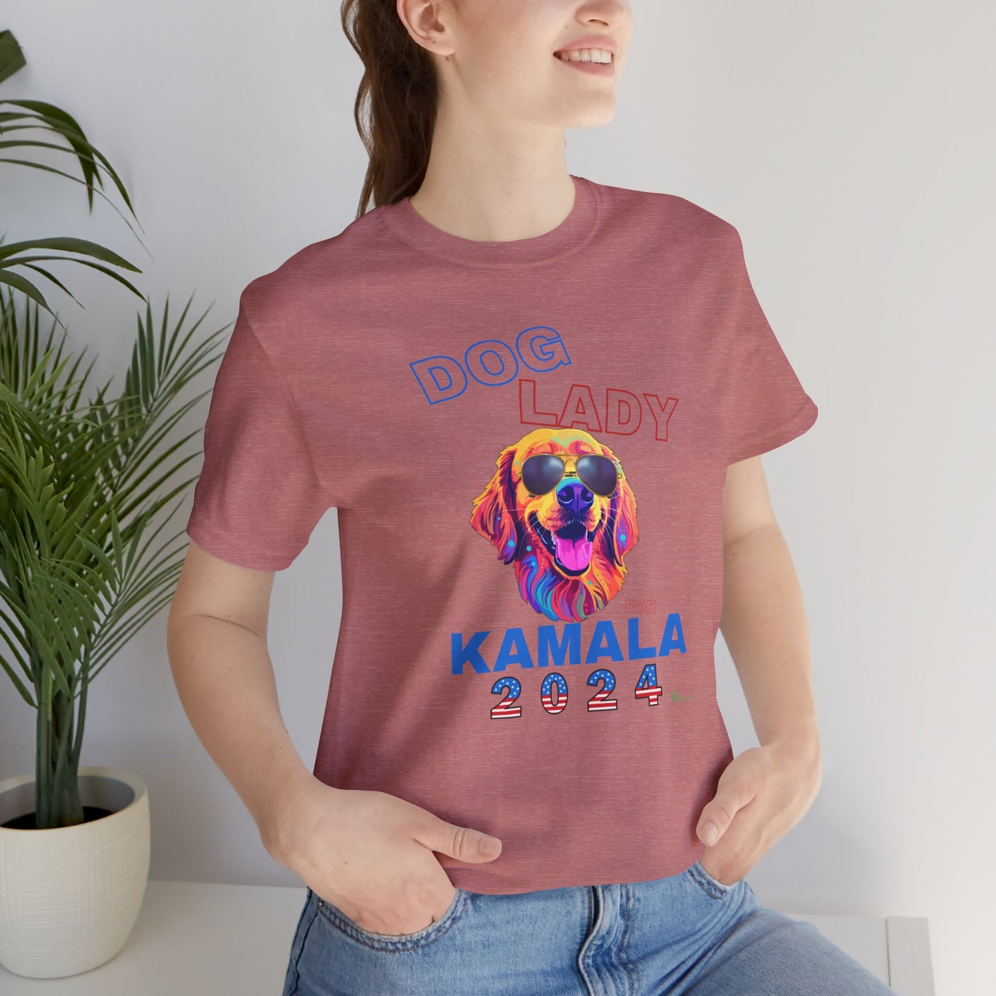 Dog Lady For Kamala Jersey Tee- Golden, One-Sided Design