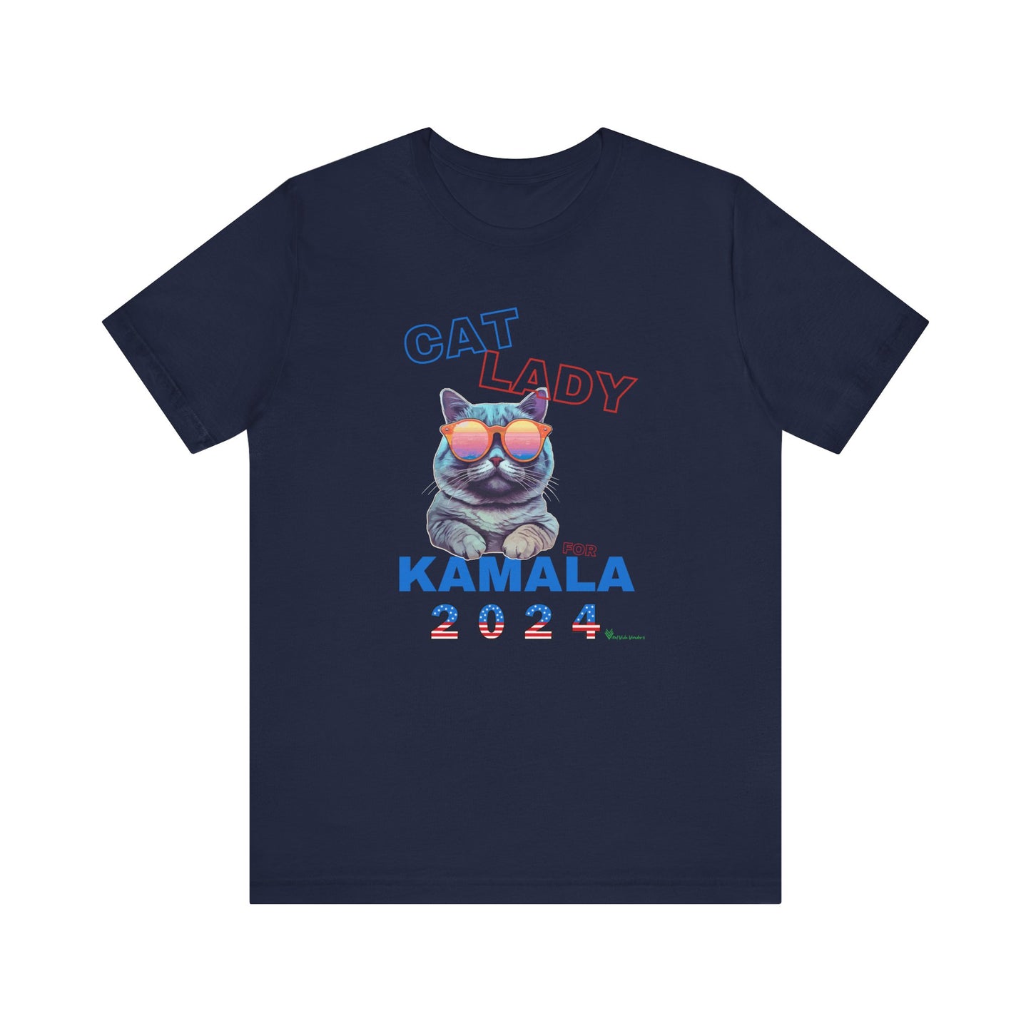 Cat Lady For Kamala Jersey Tee- Gray Cat, Double Sided Design