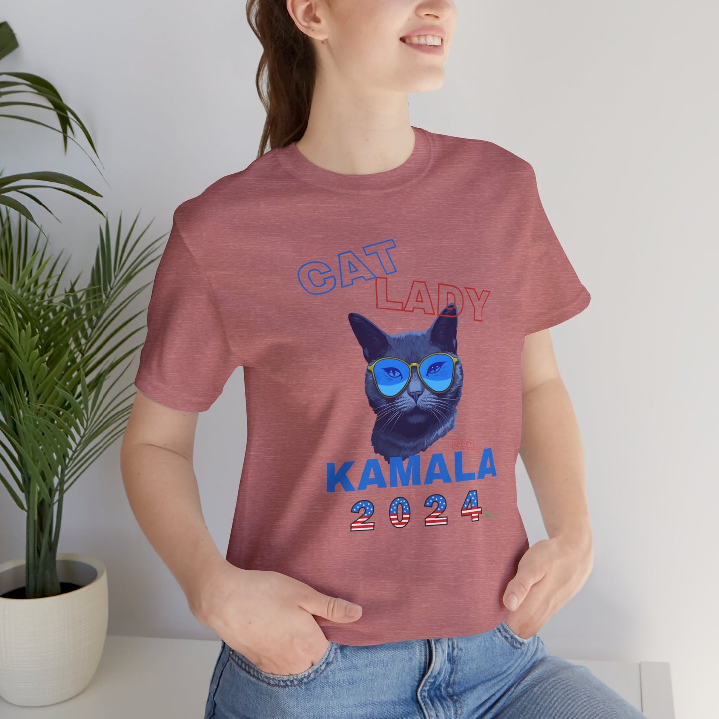 Cat Lady For Kamala Jersey Tee- Black Cat, One-Sided Design