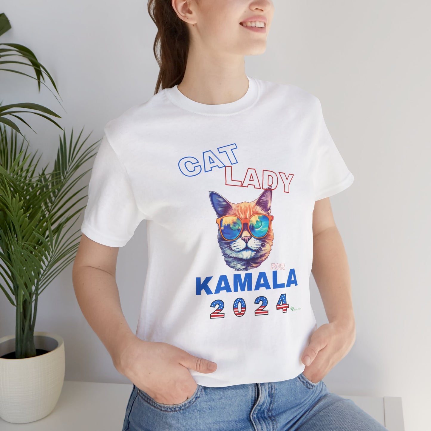 Cat Lady For Kamala Jersey Tee- Orange Tabby #2, One-Sided Design