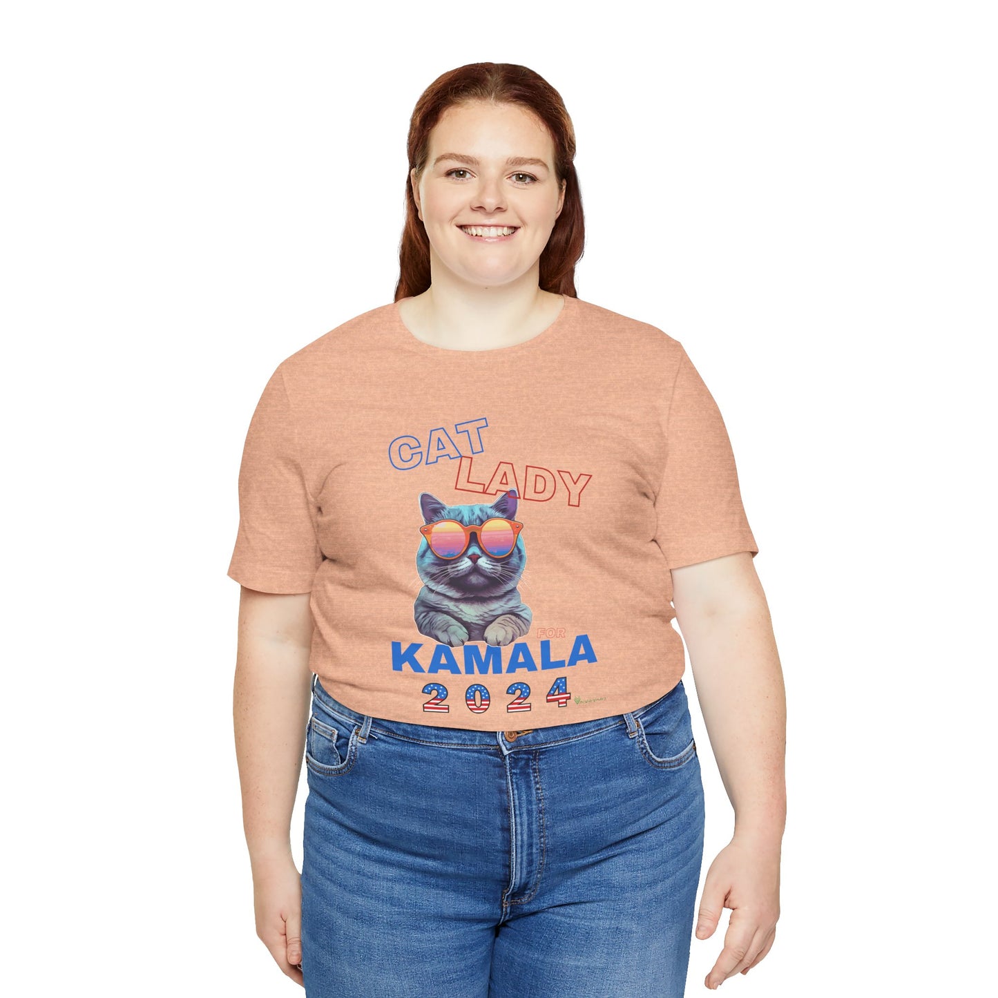 Cat Lady For Kamala Jersey Tee- Gray Cat, One-Sided Design