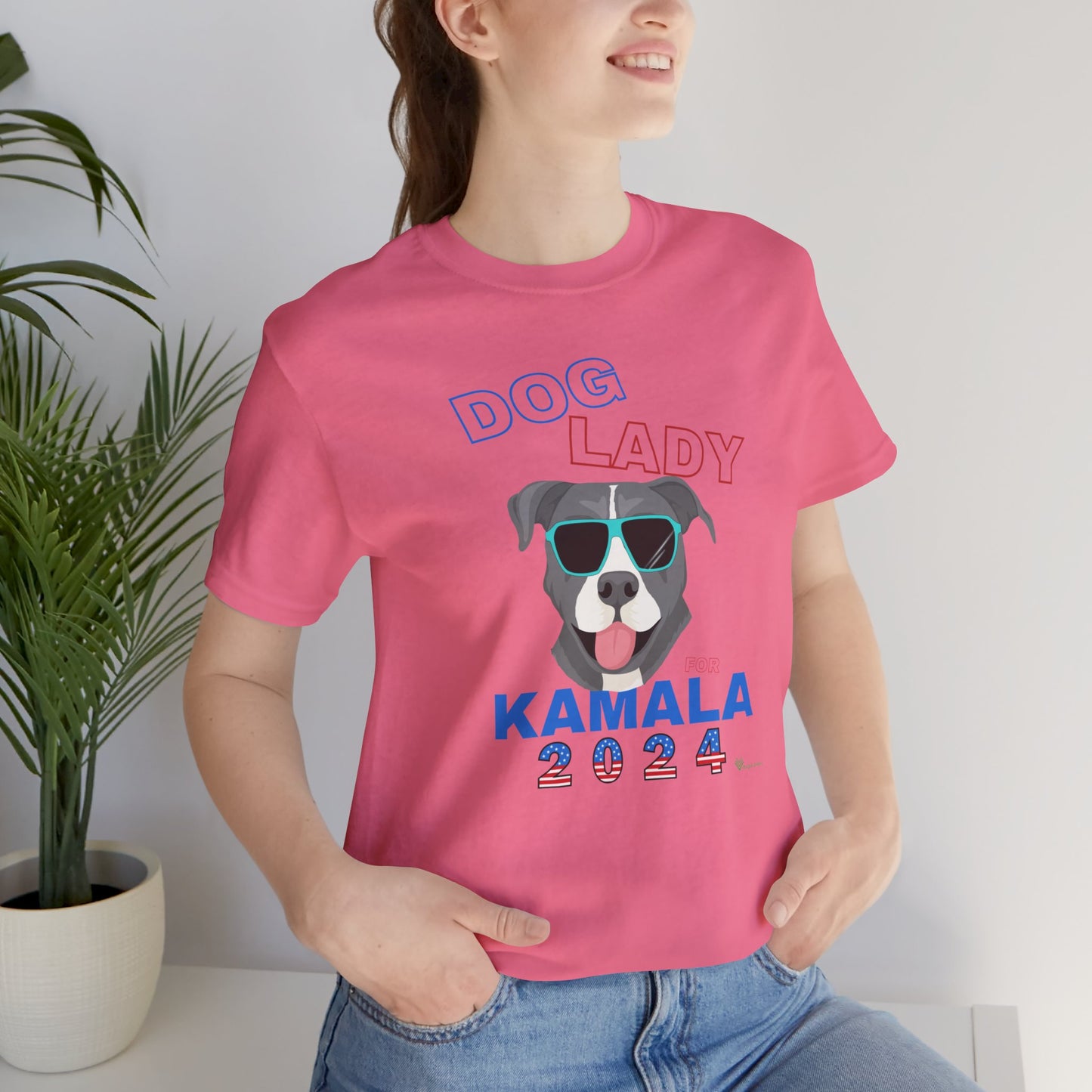 Dog Lady For Kamala Jersey Tee- Pittie, Double Sided Design