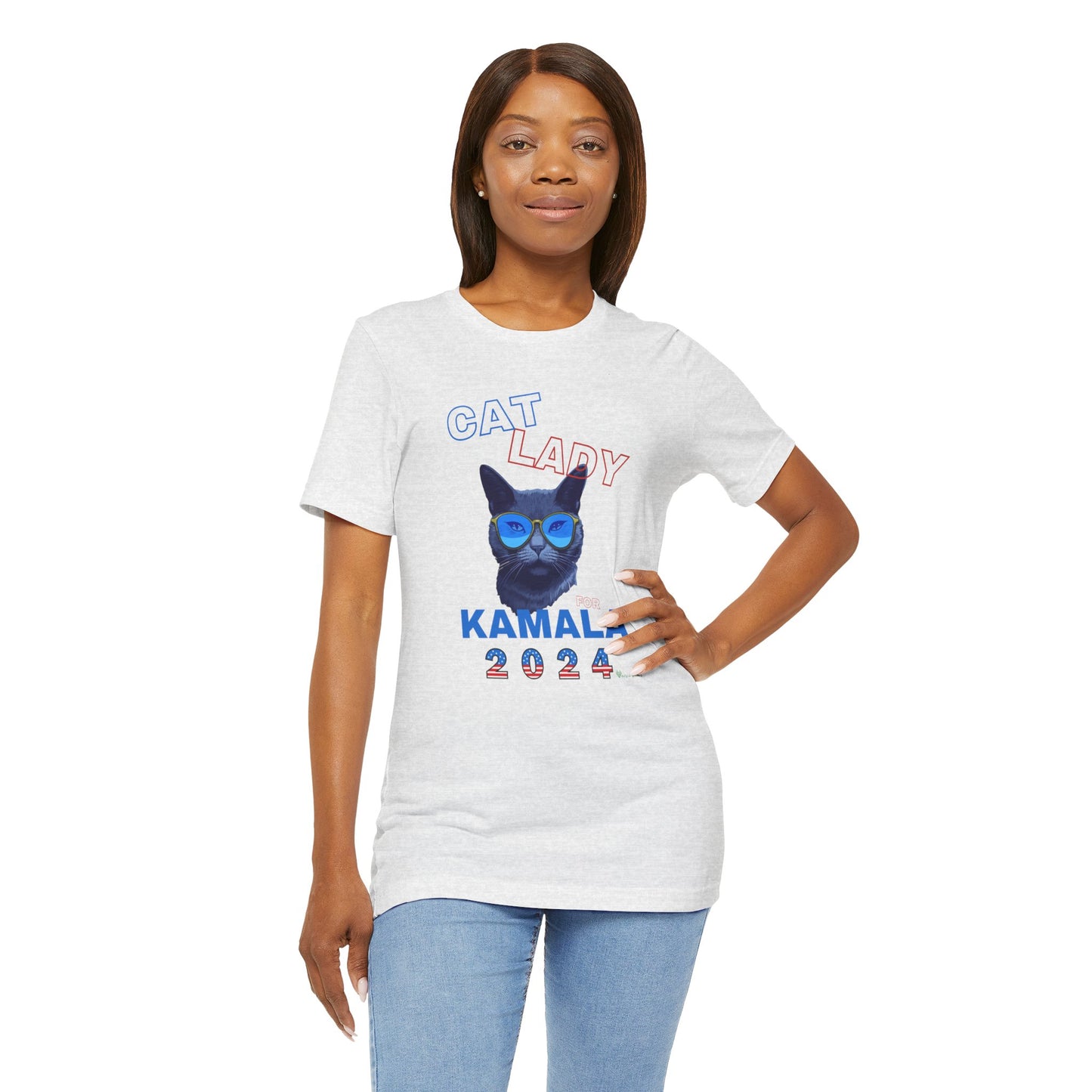 Cat Lady For Kamala Jersey Tee- Black Cat, One-Sided Design