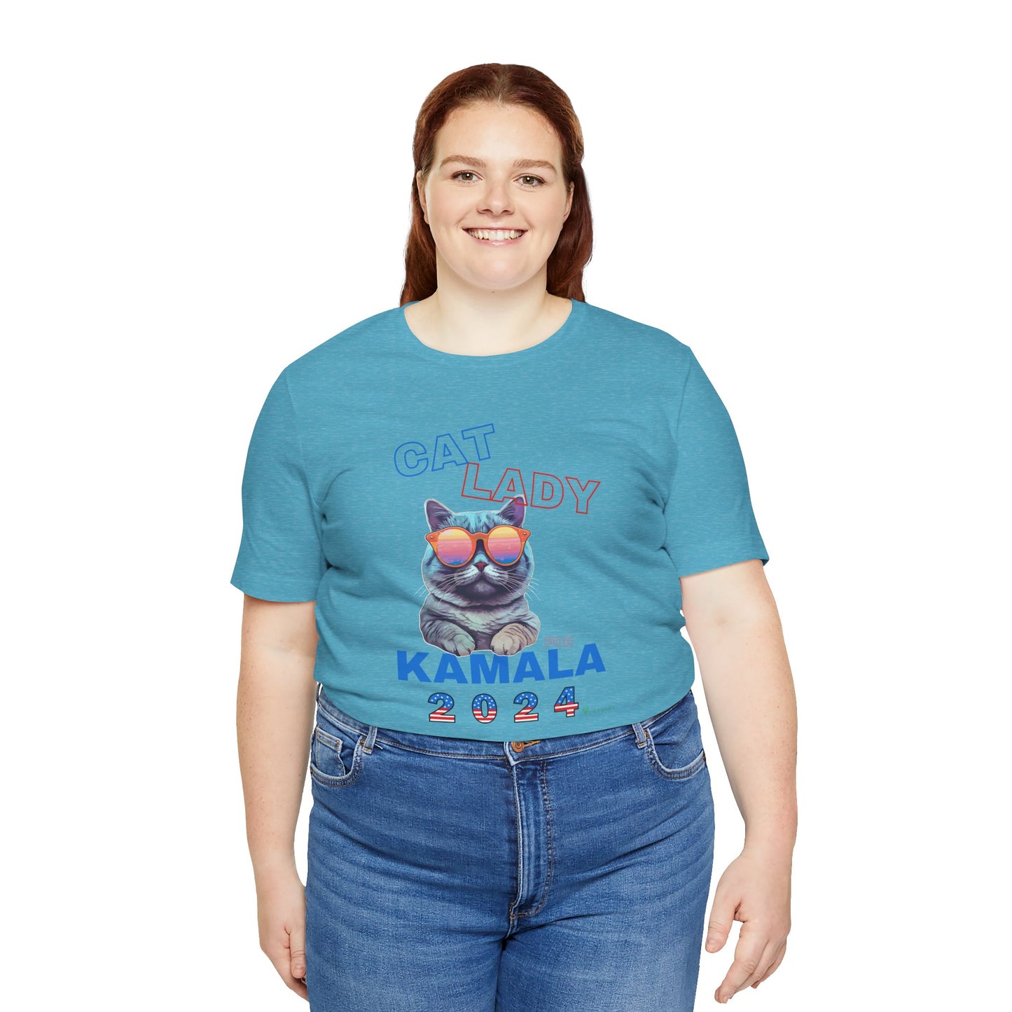 Cat Lady For Kamala Jersey Tee- Gray Cat, One-Sided Design