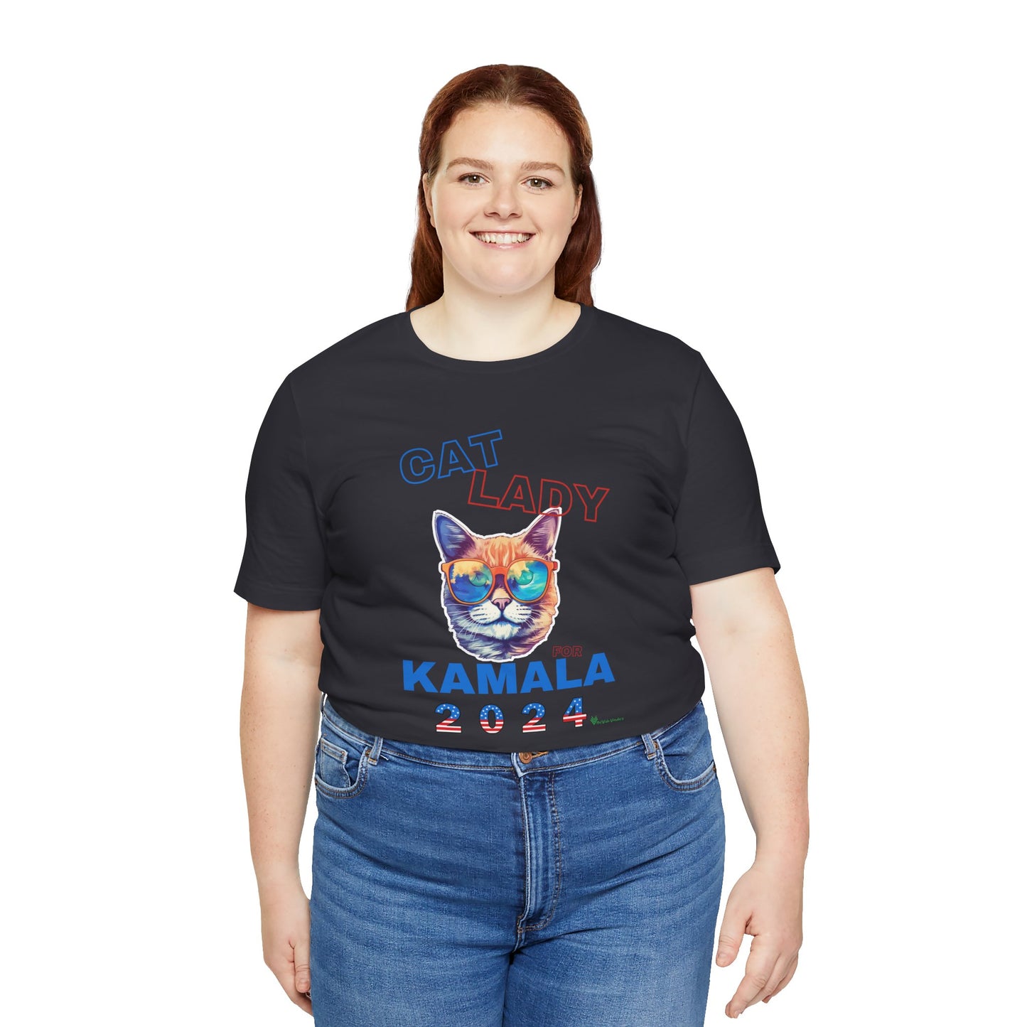 Cat Lady For Kamala Jersey Tee- Orange Tabby #2, Double Sided Design