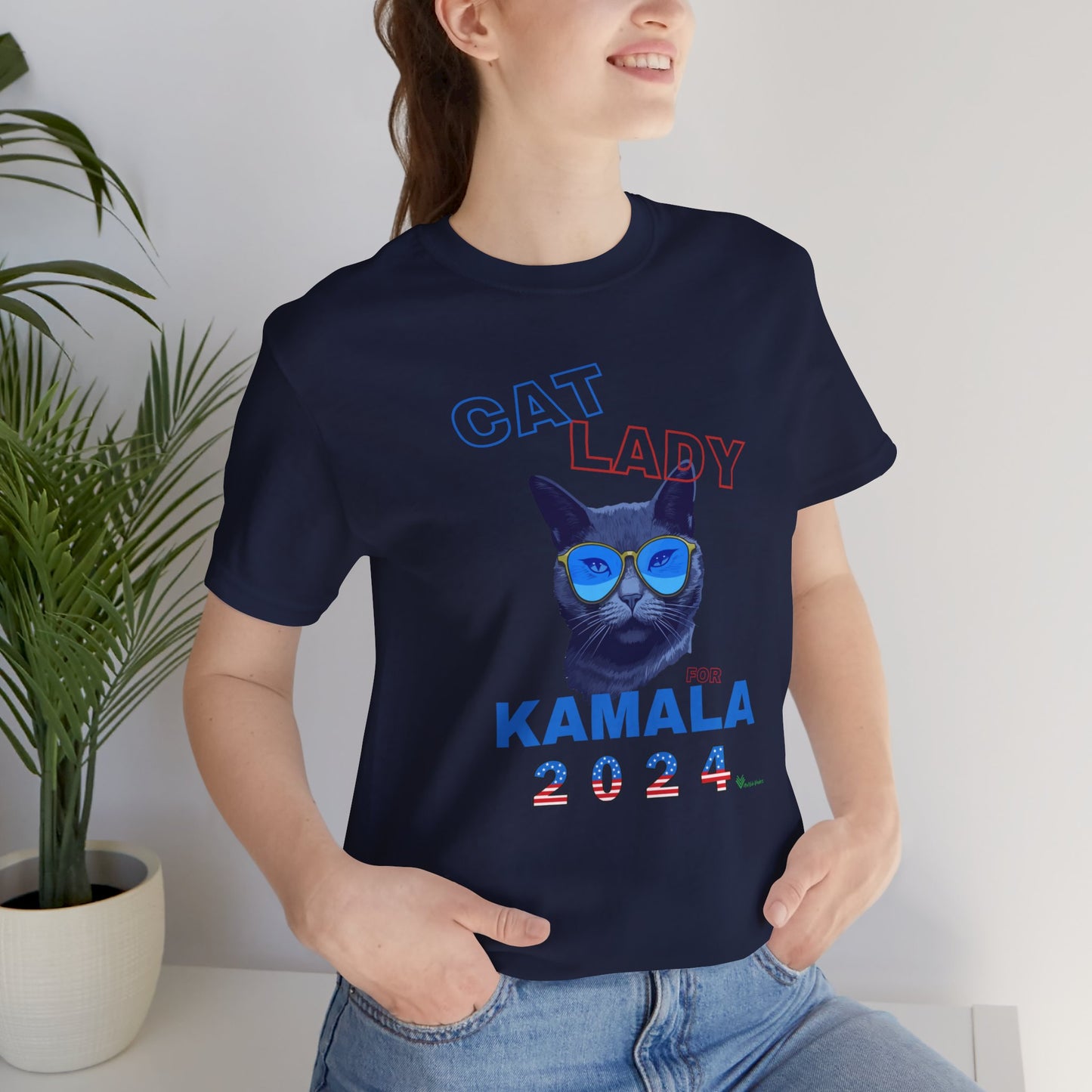 Cat Lady For Kamala Jersey Tee- Black Cat, One-Sided Design