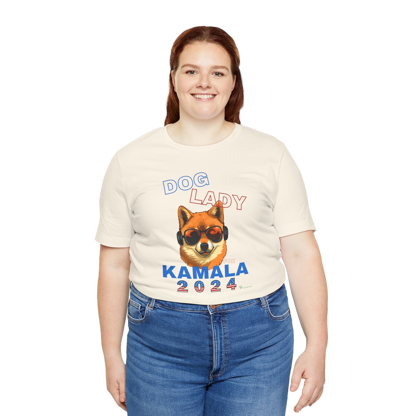 Dog Lady For Kamala Jersey Tee- Shiba Inu, Double-Sided Design