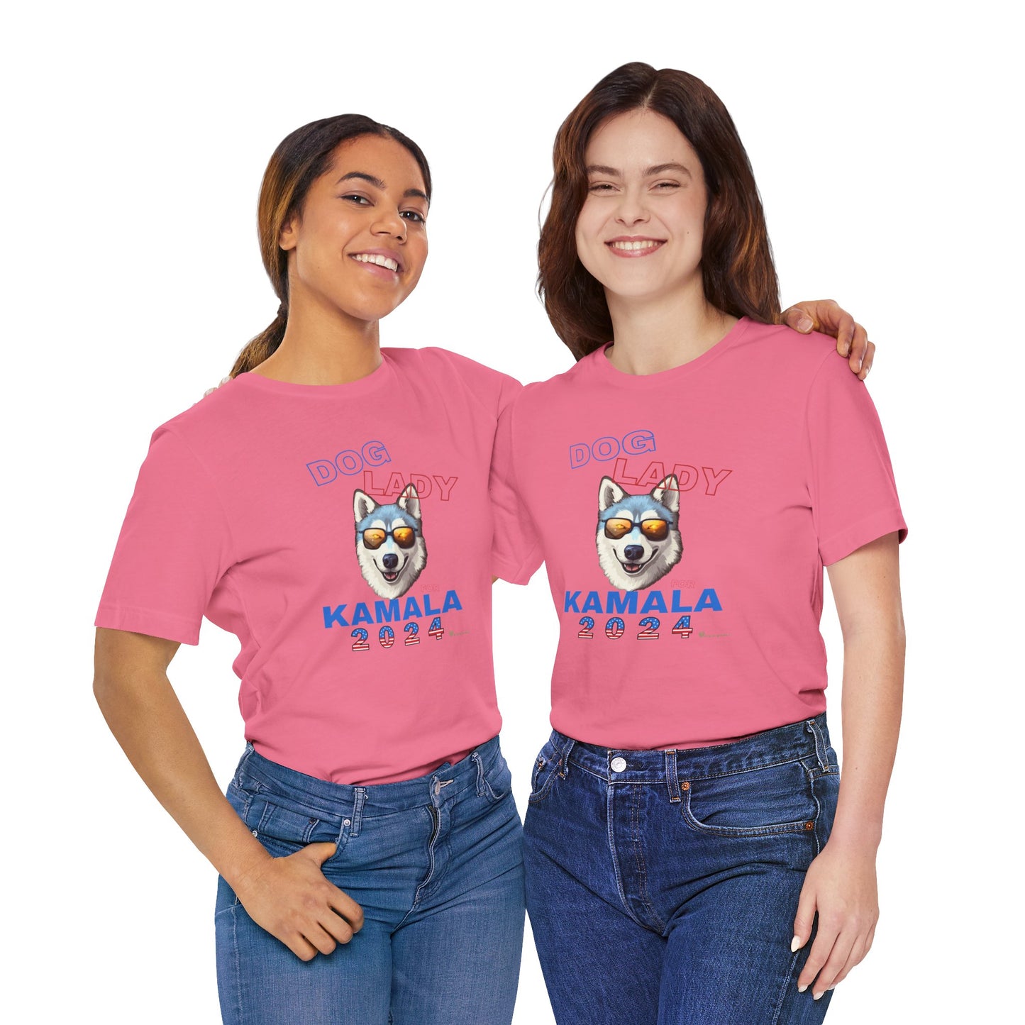 Dog Lady For Kamala Jersey Tee- Husky, Double-Sided Design