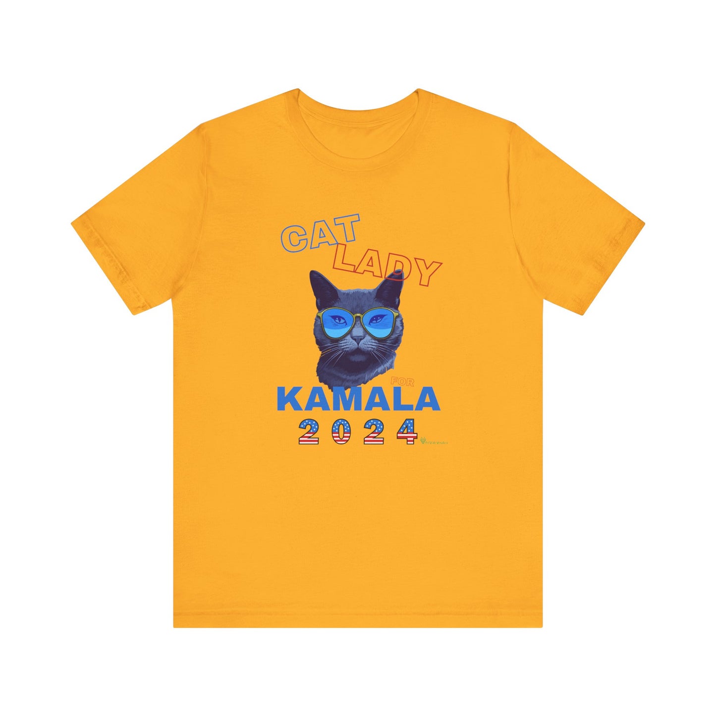 Cat Lady For Kamala Jersey Tee- Black Cat, Double-Sided Design