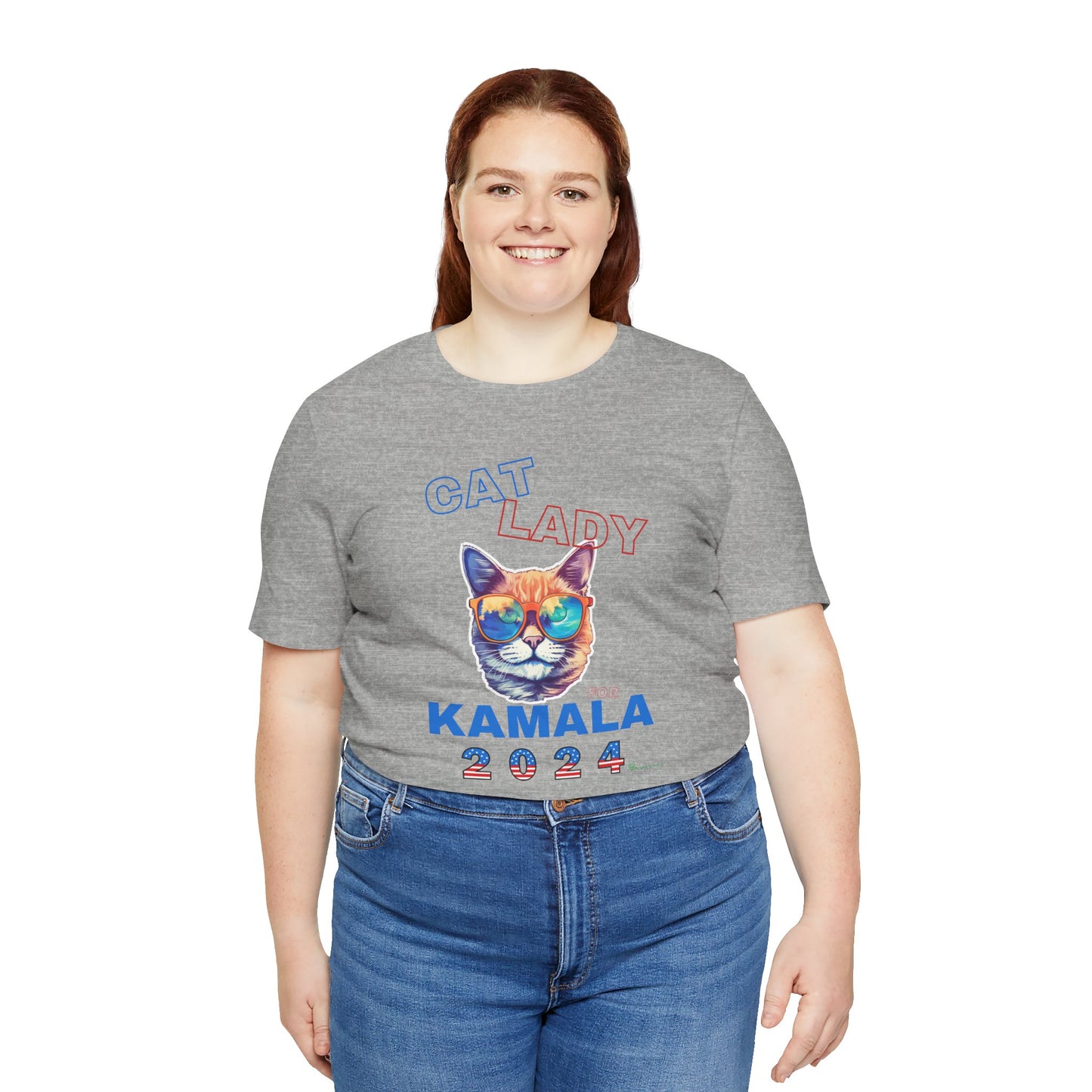 Cat Lady For Kamala Jersey Tee- Orange Tabby #2, Double Sided Design