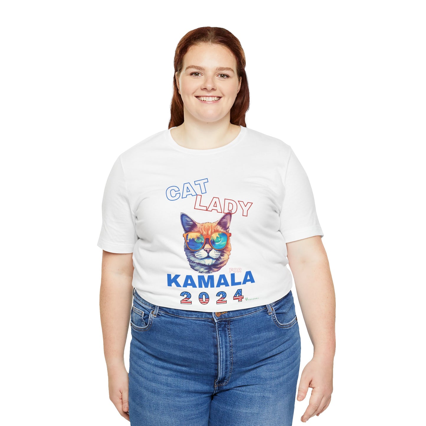 Cat Lady For Kamala Jersey Tee- Orange Tabby #2, One-Sided Design