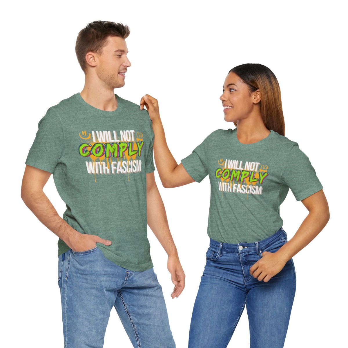 I Will Not Comply With Fascism Tee – Graffiti Protest Shirt