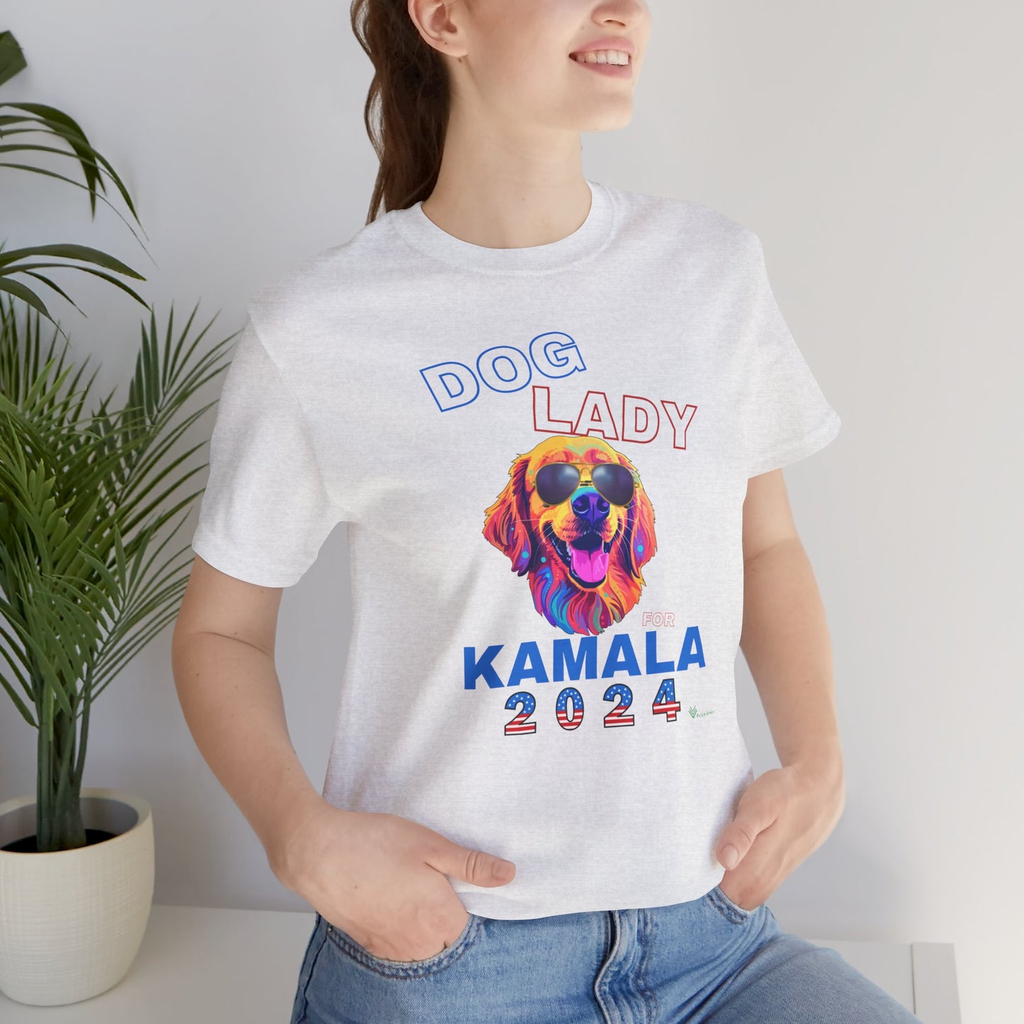 Dog Lady For Kamala Jersey Tee- Golden, One-Sided Design