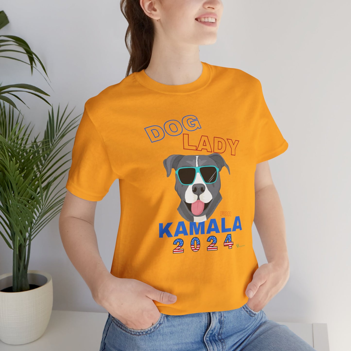 Dog Lady For Kamala Jersey Tee- Pittie, Double Sided Design